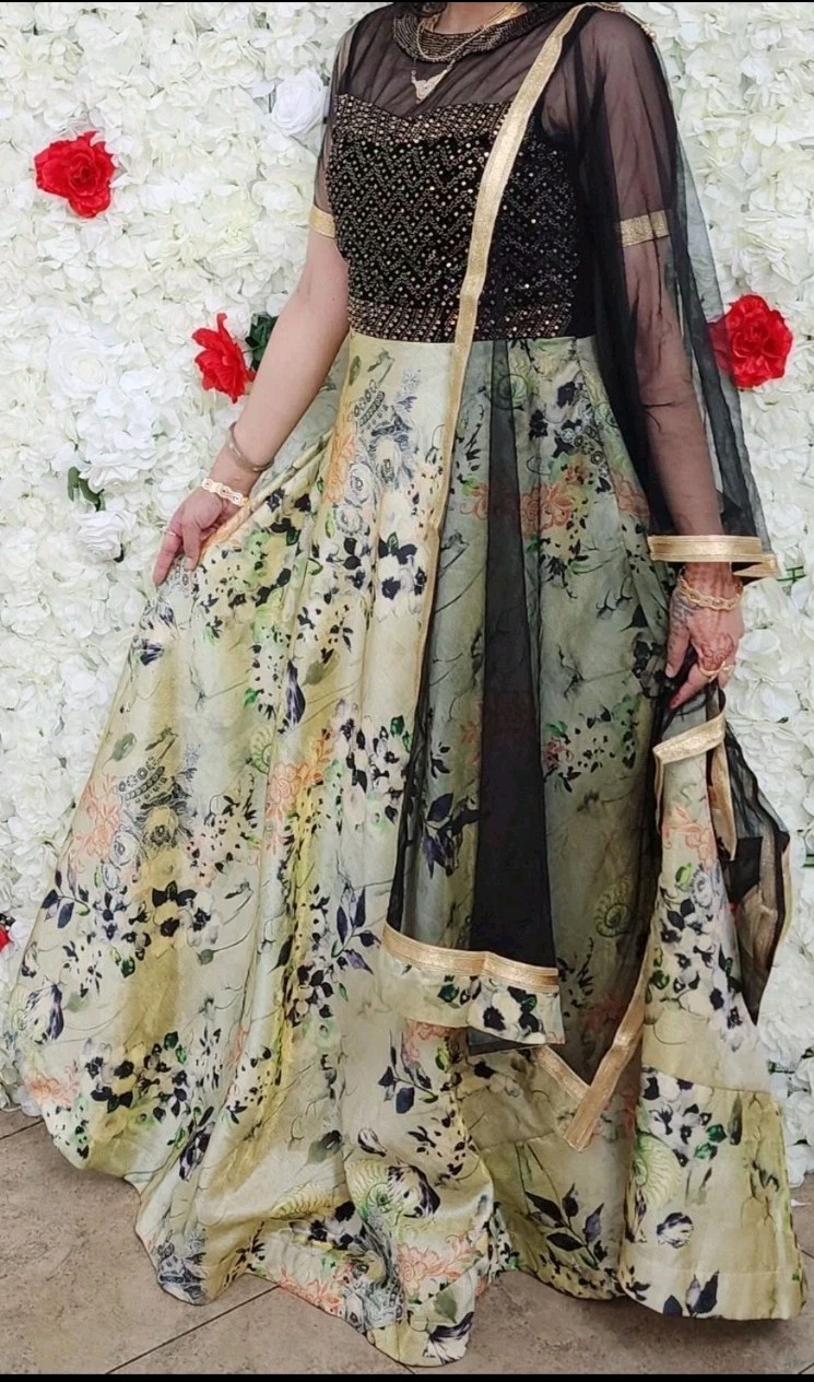 L 40 New Readymade stitched bollywood Partywear Lengha Top Dupatta Dress Gown
