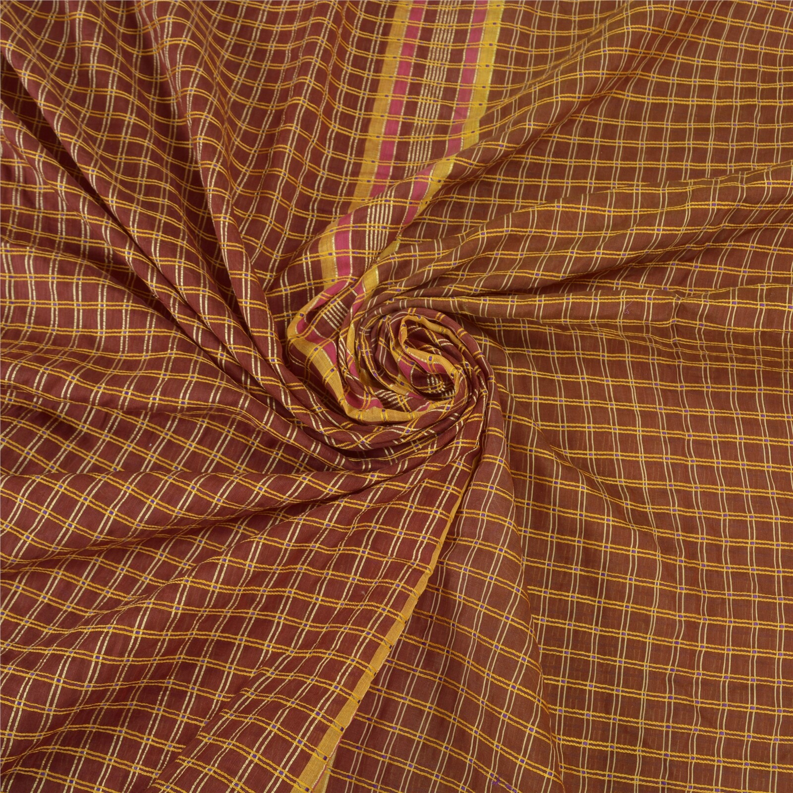 Sanskriti Vintage Dark Red Sarees Blend Cotton Hand-Woven Premium Sari Fabric
