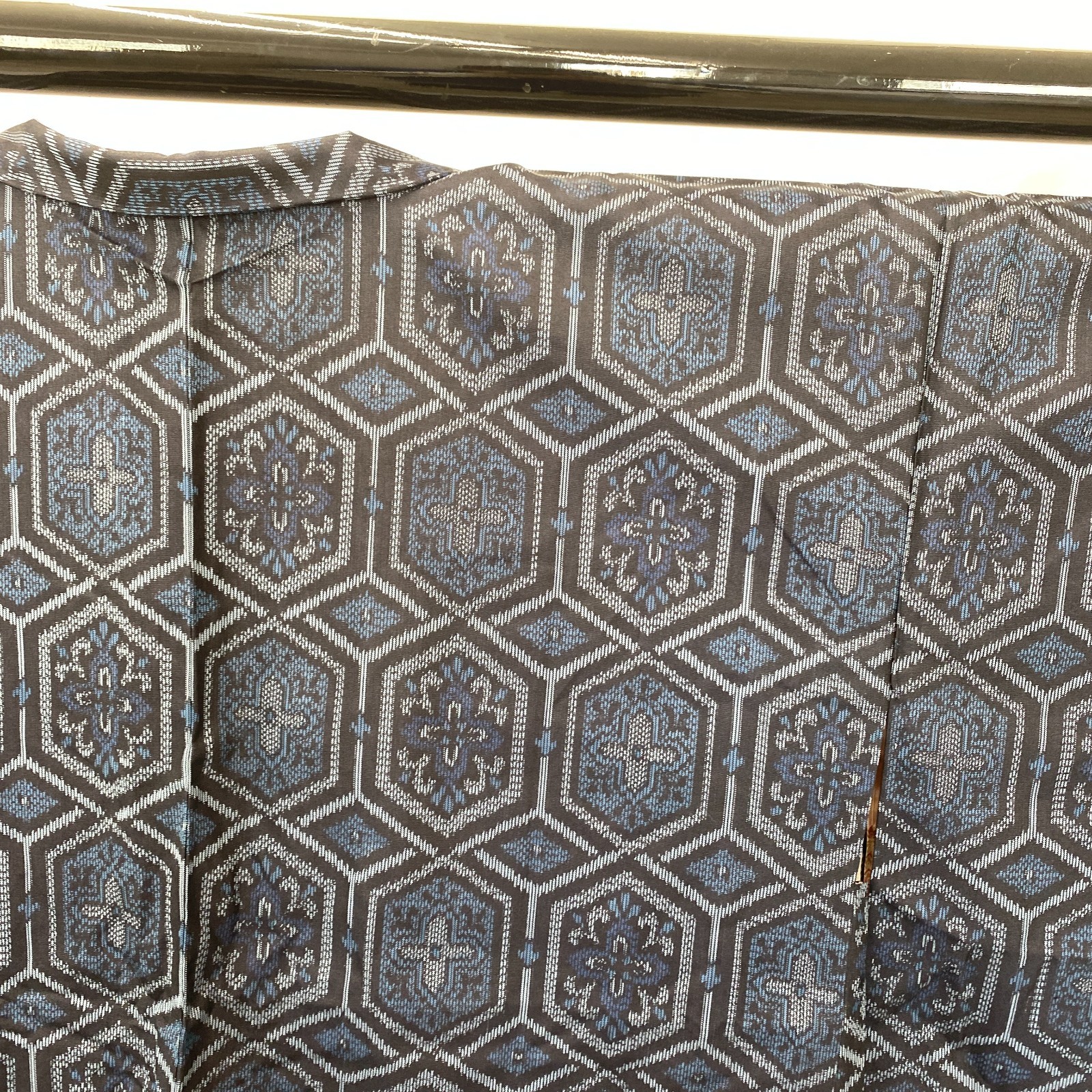 Japanese Vintage Kimono Haori Jacket Silk Blue Oshima Traditional Authentic 33in