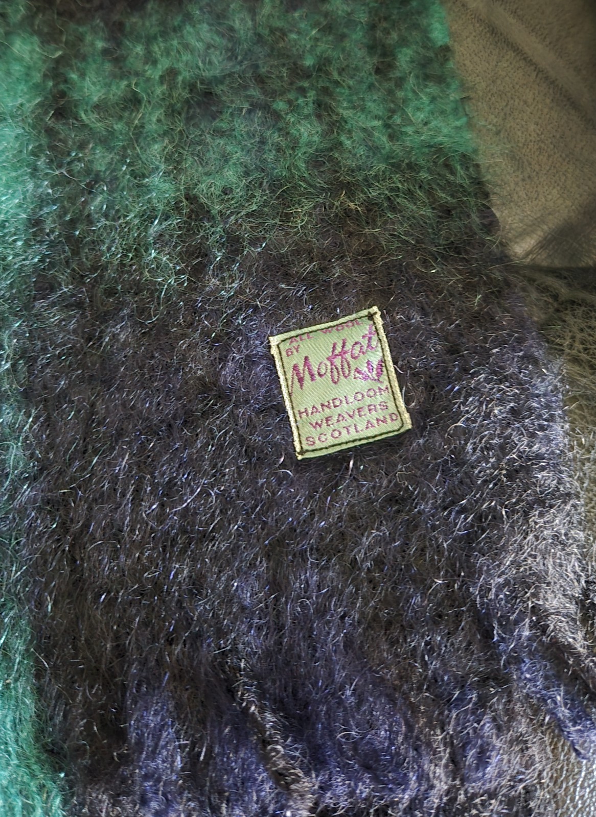 Vintage Scottish Black Watch scarf Tweeds and Tartans by Moffat Handloom Weavers