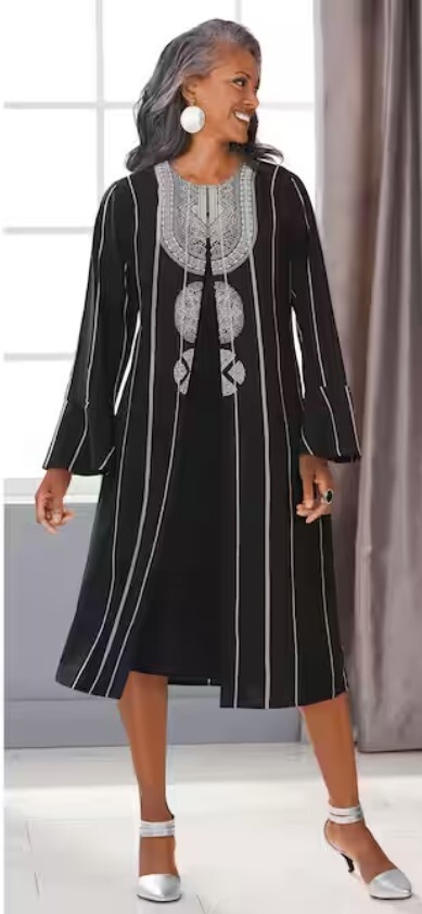 Size 6 Ashro Black Silver Afrocentric African American Pride Nizah Jacket Dress