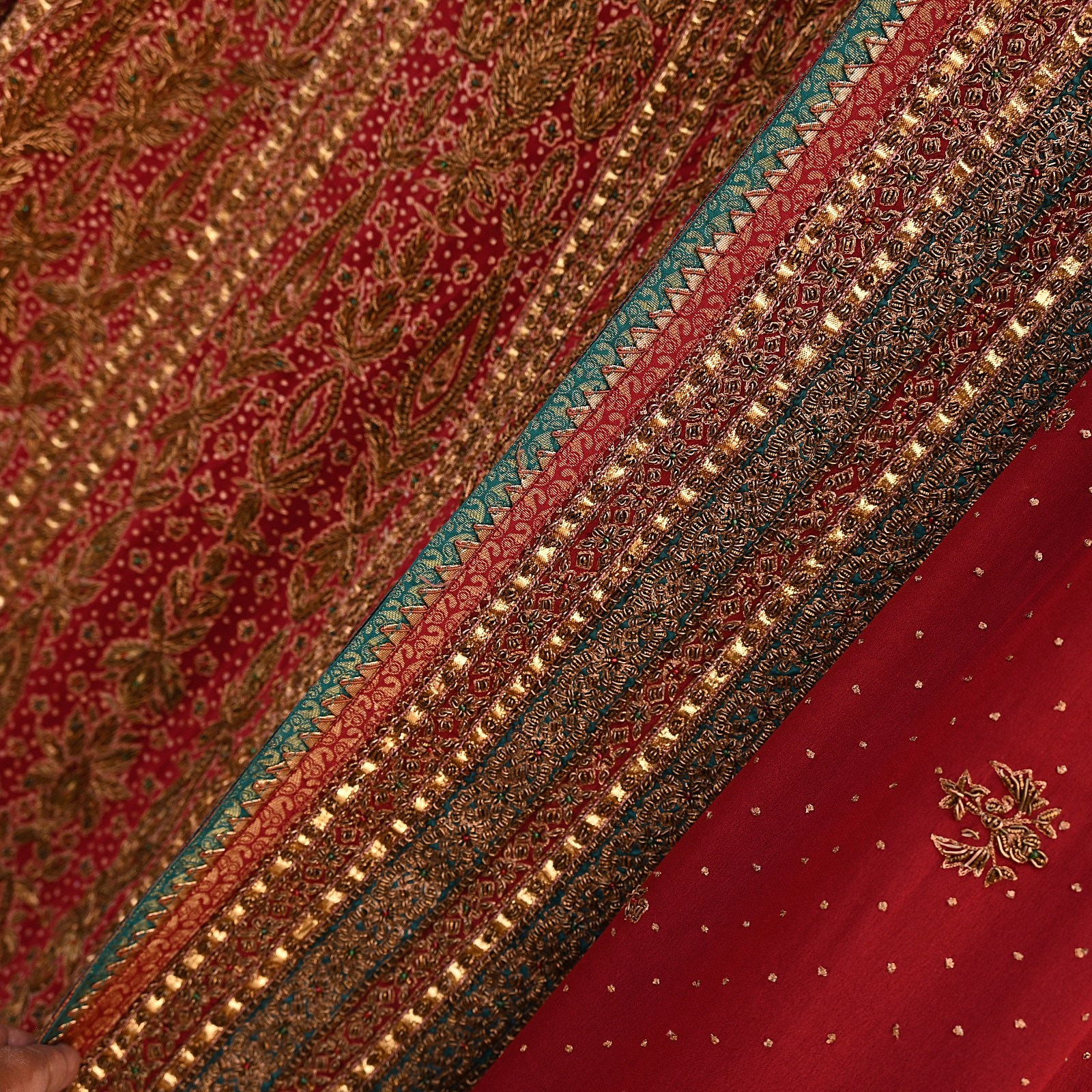 Pre-owned Maroon Pure Silk Hand Embroidered Ritu Kumar Designer Lehenga 3pcs set