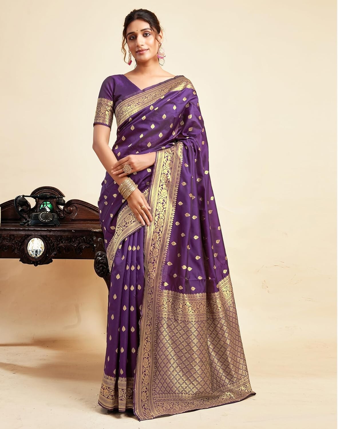 Women’s Banarasi Soft Silk Saree Pure Silk with Unstitched Blouse Piece