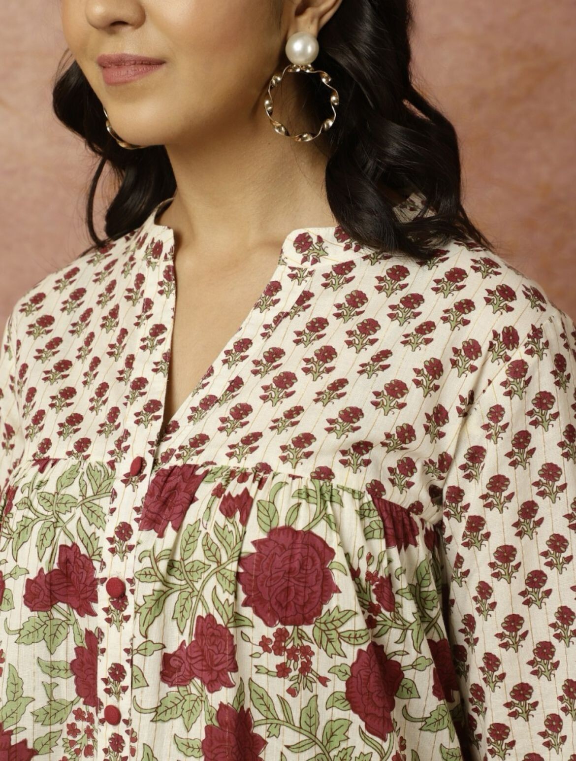 Women Anarkali Floral Printed Regular Mustard Flared Kurta , Summer Casual Dress