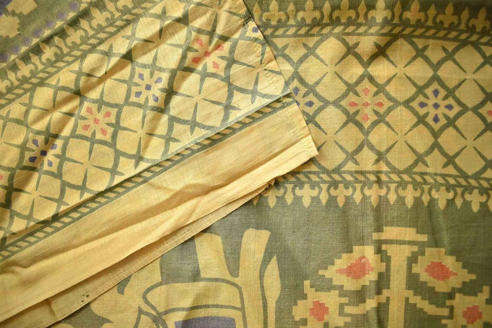 FNC Vintage Green Sambalpuri Ikat Sarees Handwoven Art Silk Sari Fabric Antique