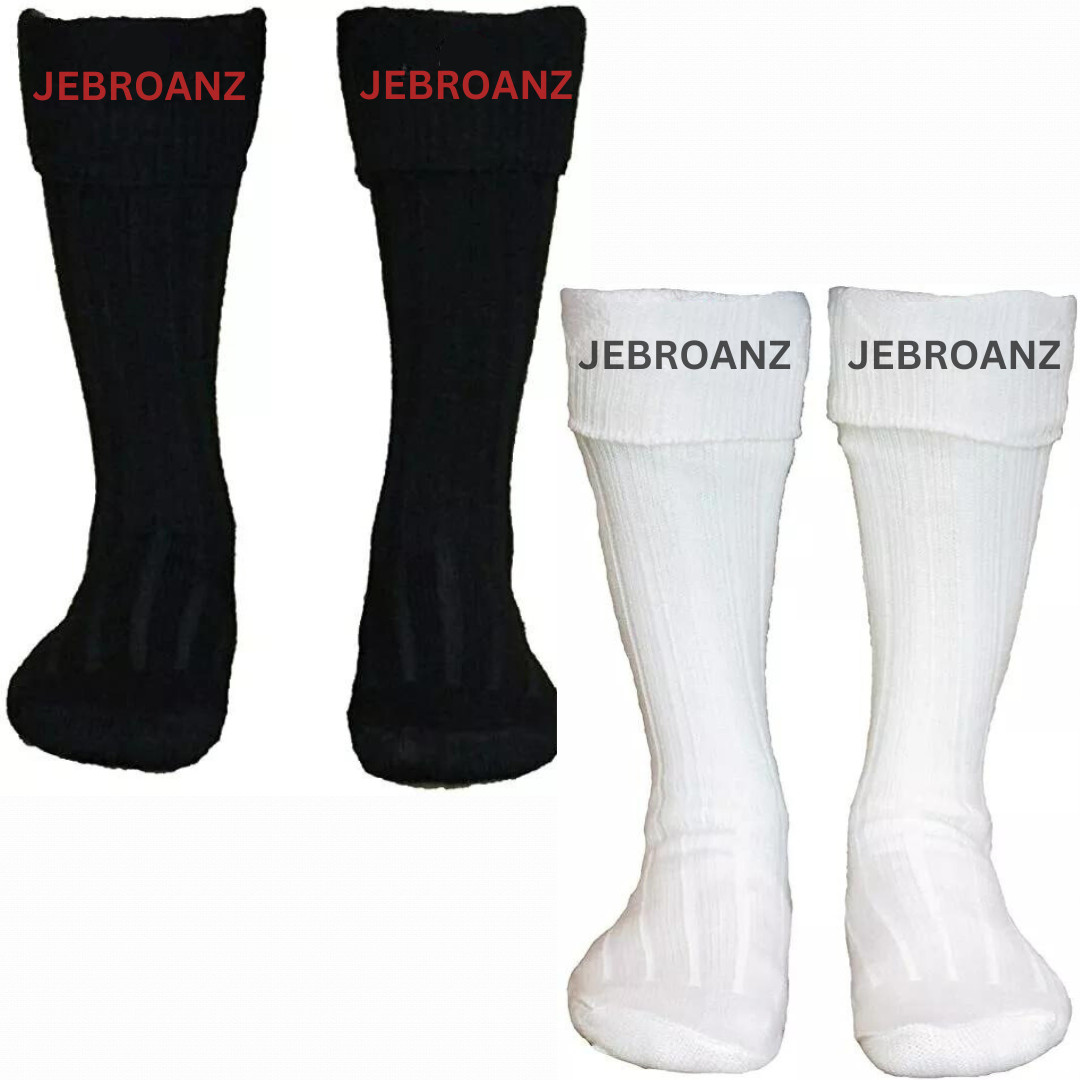 Brand New Men’s Scottish Irish Kilt Hose Socks Black/White for Sporrans Flashes