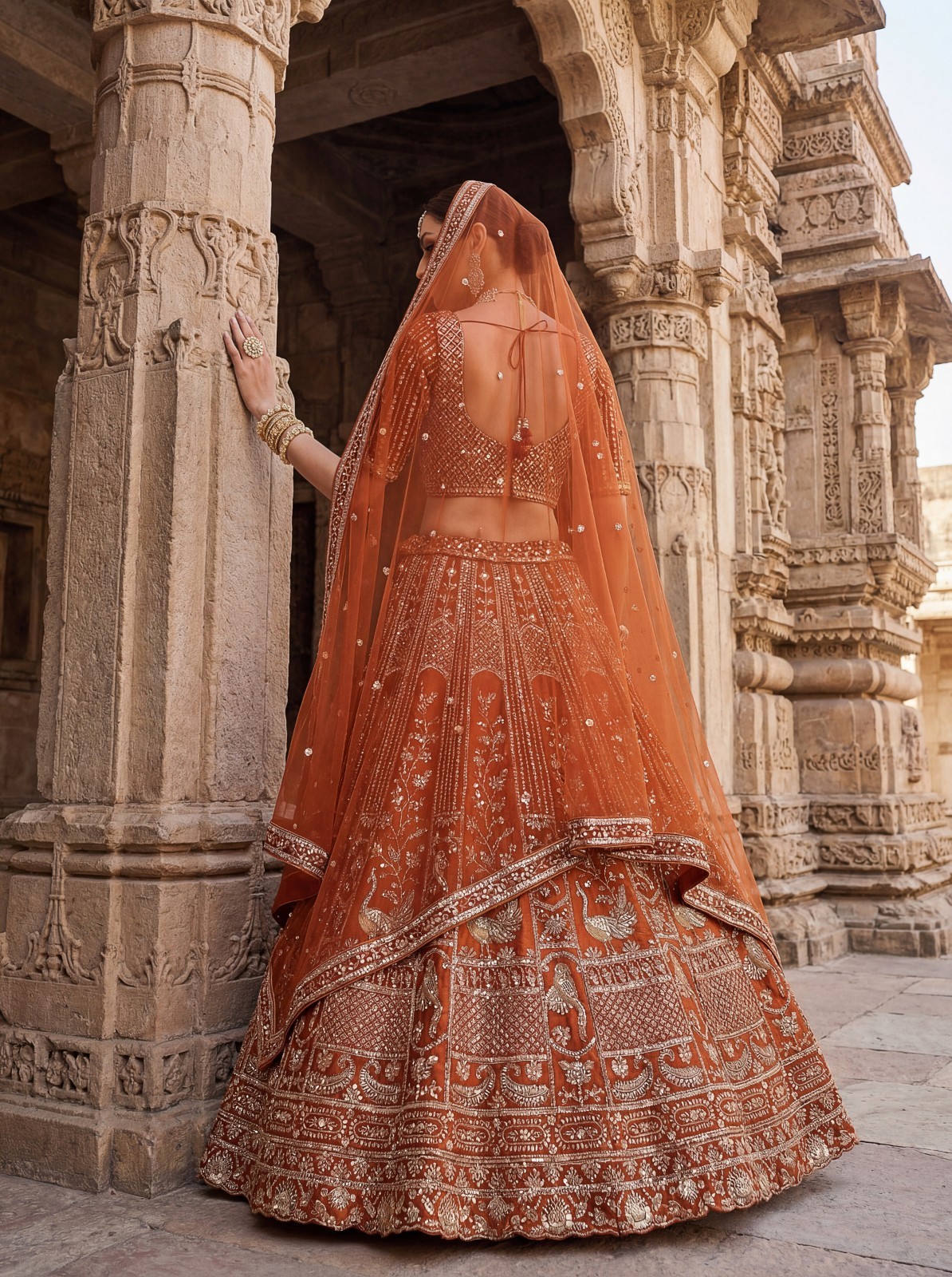 Women’s Silk Lehenga Choli Handwork Peacock Zari Wedding Party Wear Outfit