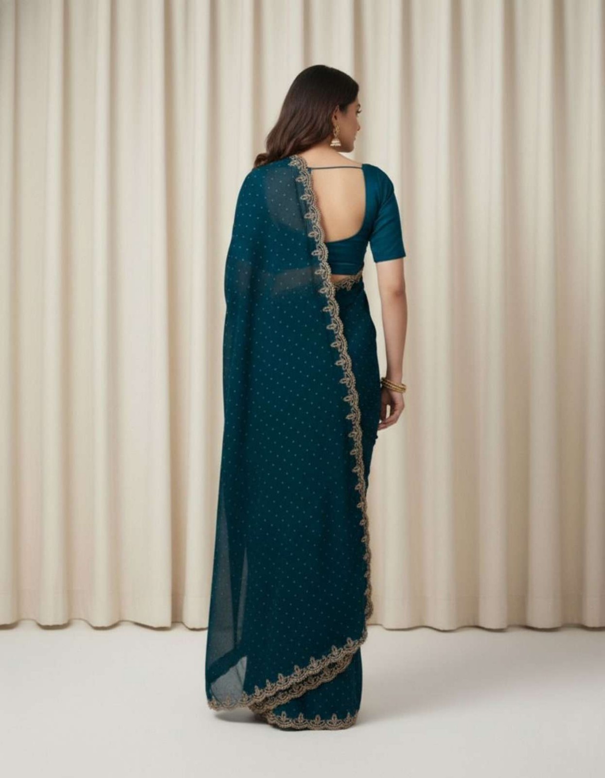lf Design Banarasi Georgette Saree with Unstitched Blouse (Light Blue)