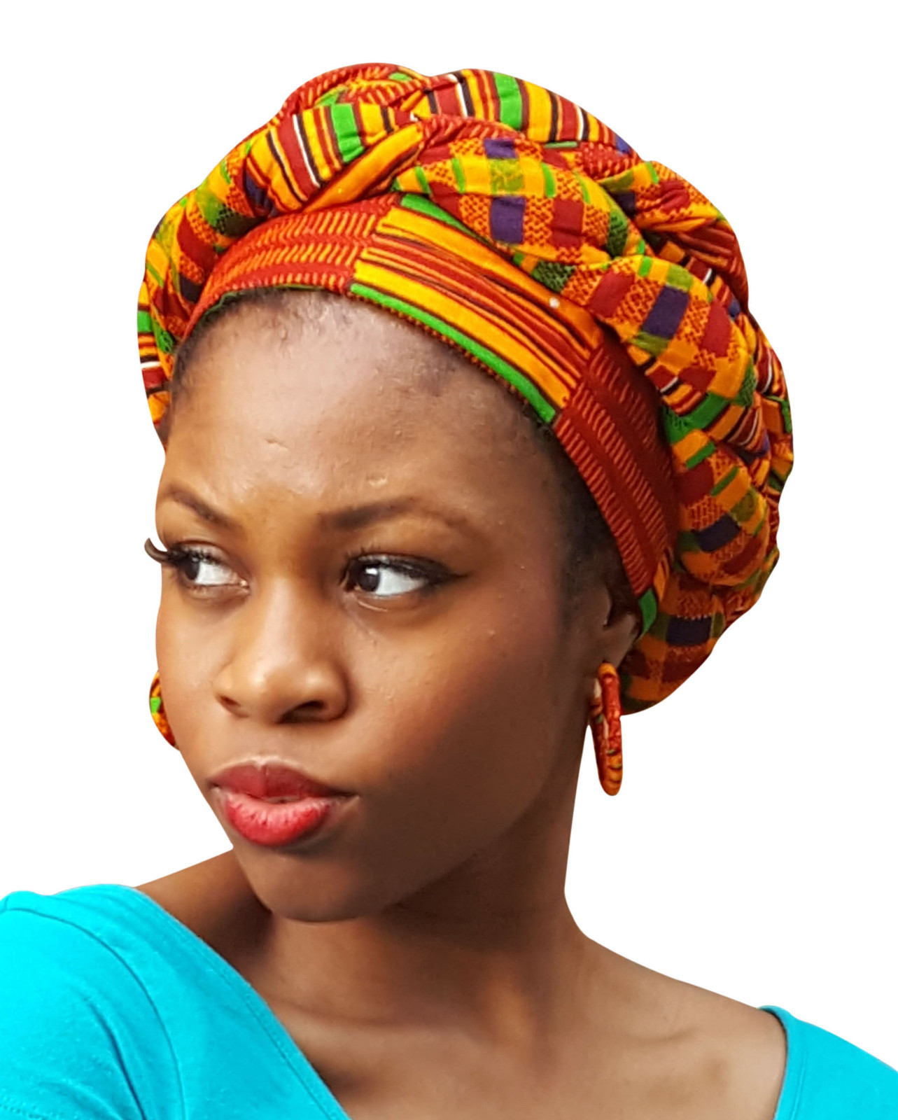 Kente African Print Ankara Modu Hat Pre-tied Head wrap DP3227PH