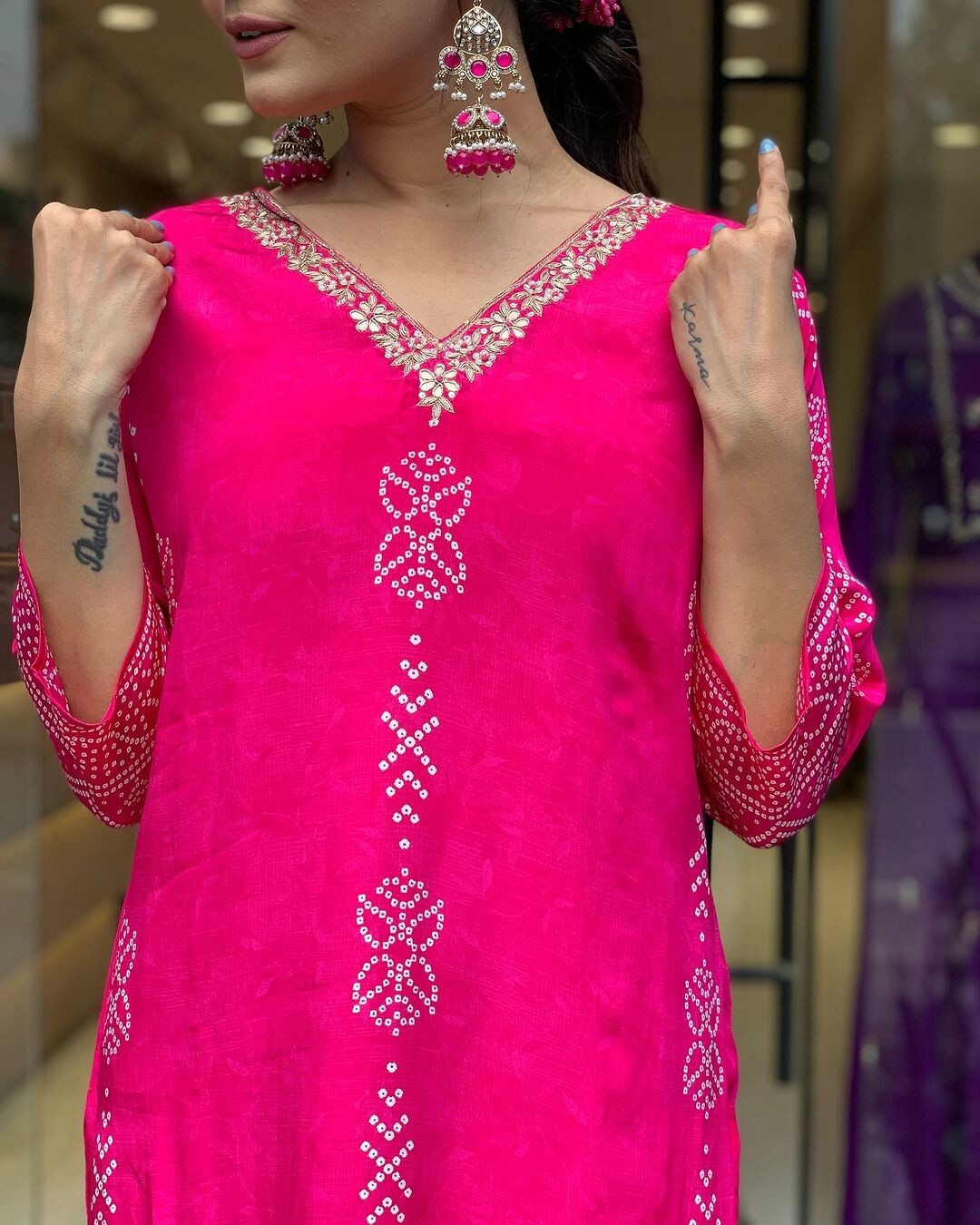 Women’ s French Crepe Embroidery Kurta with Pant & Dupatta