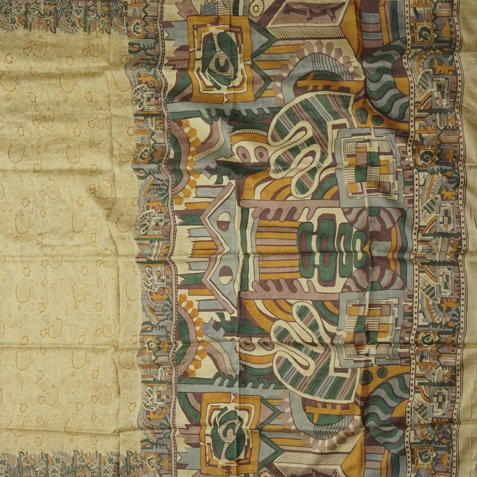 Namaste Vintage Brown Sarees 100% Pure Silk Printed Indian Sari 6YD Craft Fabric