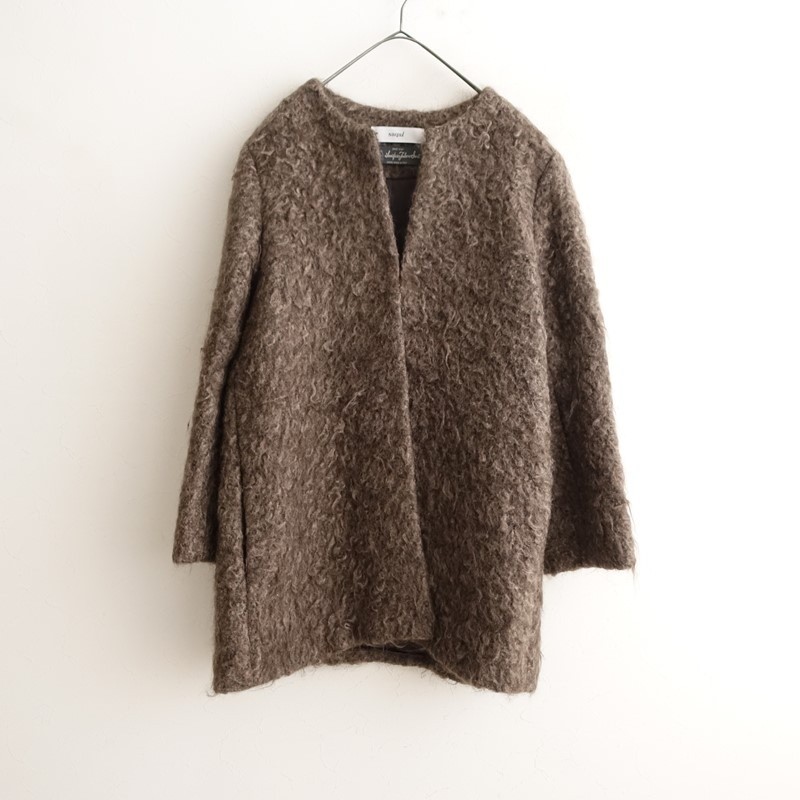 Saqui Mohair Collarless Coat Size 36 (jk33-2602-261)