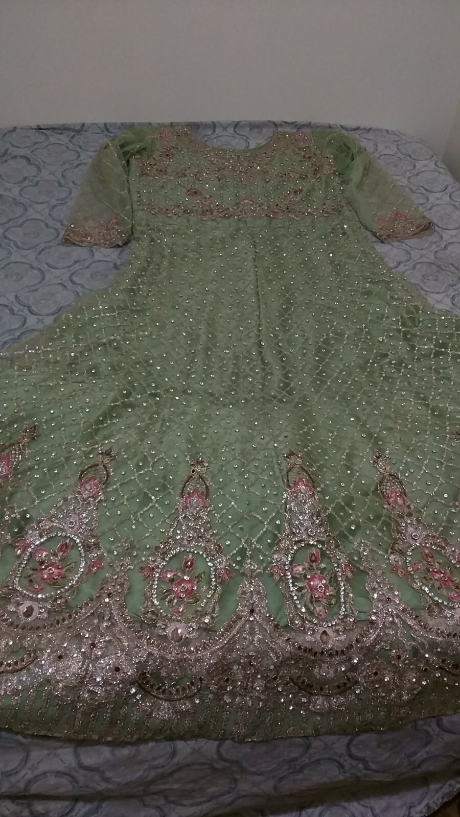 indian embroidery and stone work long gown dresses for women size 40