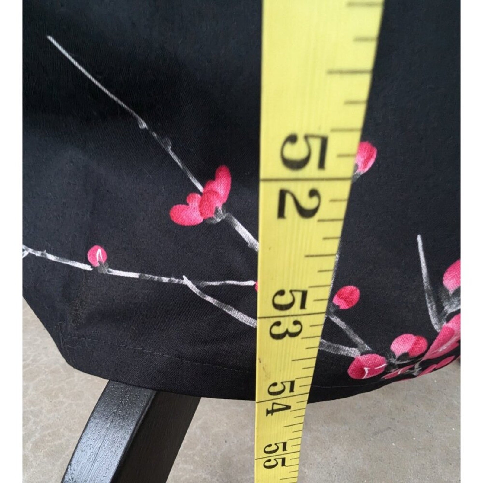 NWT Japanese Cotton Kimono Robe Black w/ Cherry Blossom & Bird Print OS