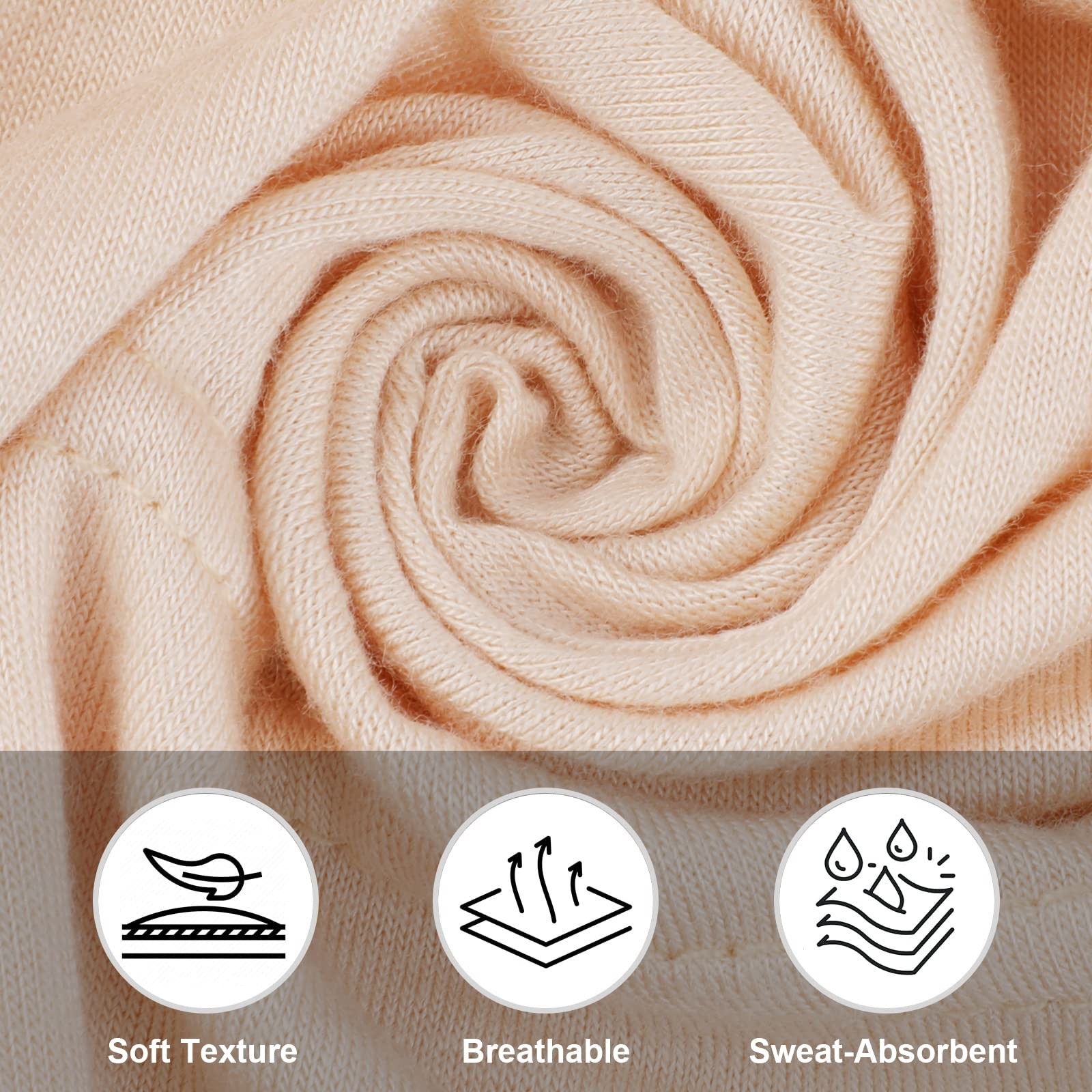 PHOGARY 4 Pcs Women Hijab Undercap, One Size, White, Pink, Peach, Beige