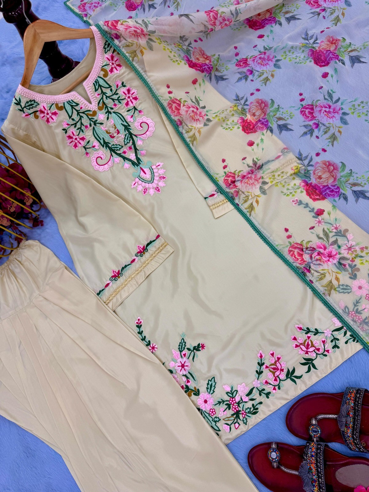 3 PIECE PAKISTANI DESIGNER FARSHI SHALWAR SUIT