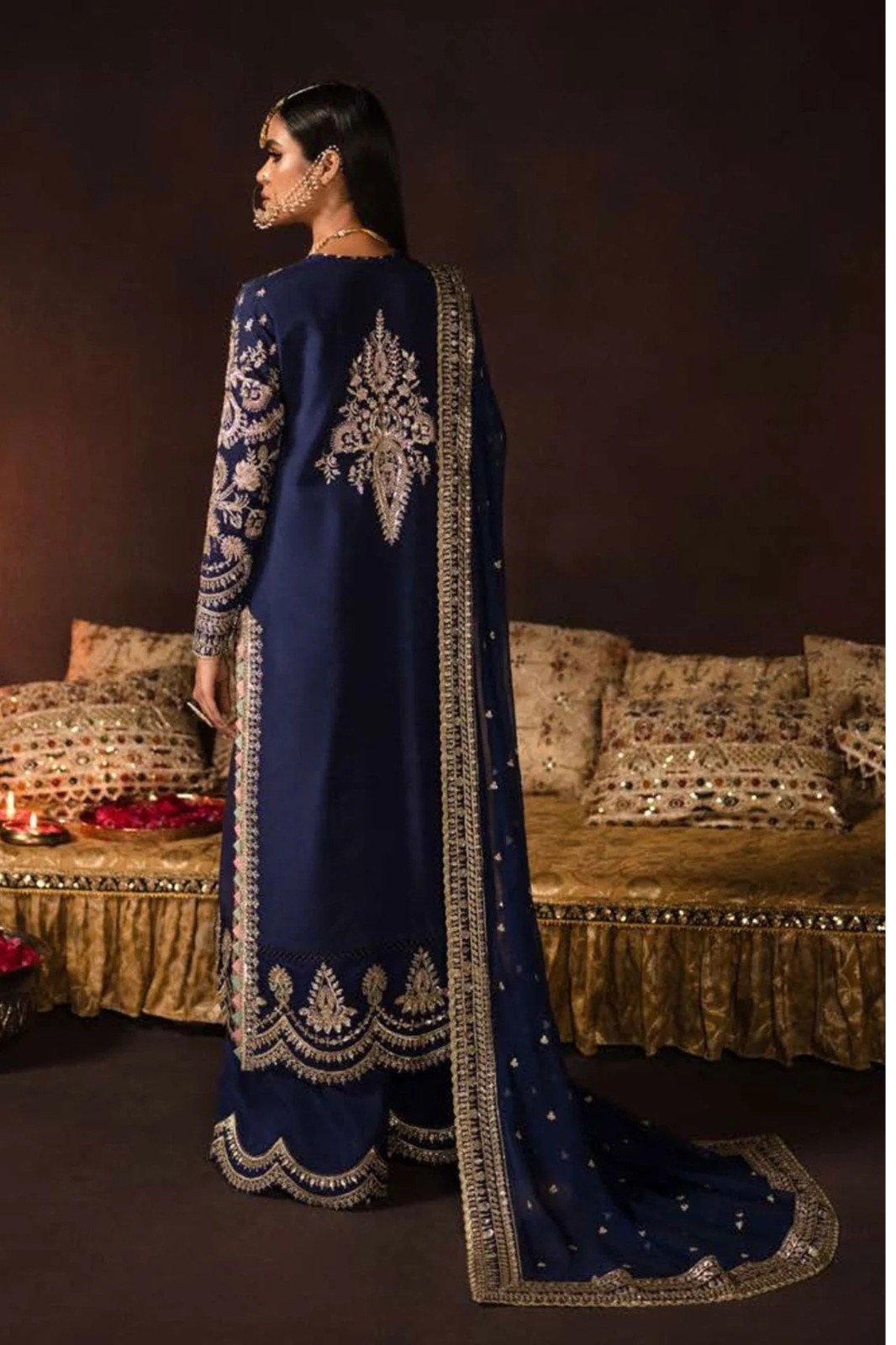 Pakistani Handwork Embroidered Raw Silk Shalwar Kameez Dress Guest Wedding Suit