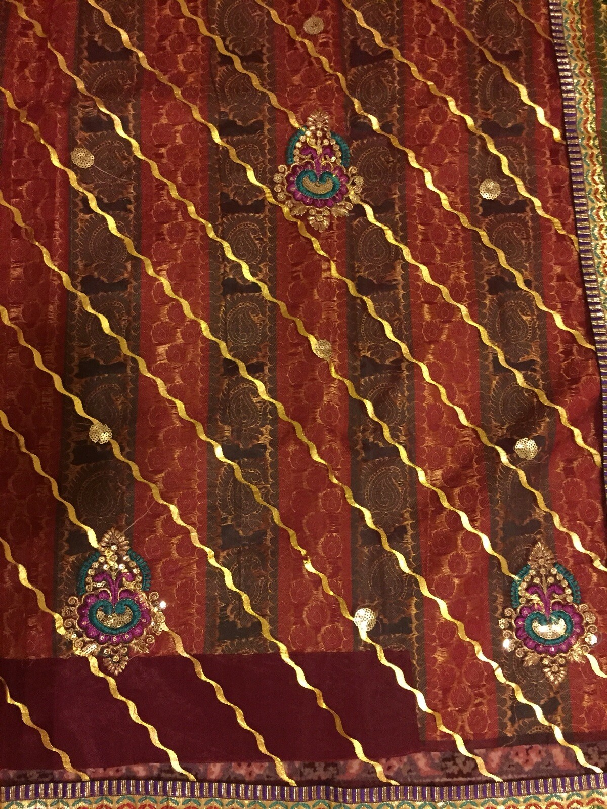 Maroon/Red/Green Net/Half Saree Designer Art silk saree w/stitched blouse/Fall