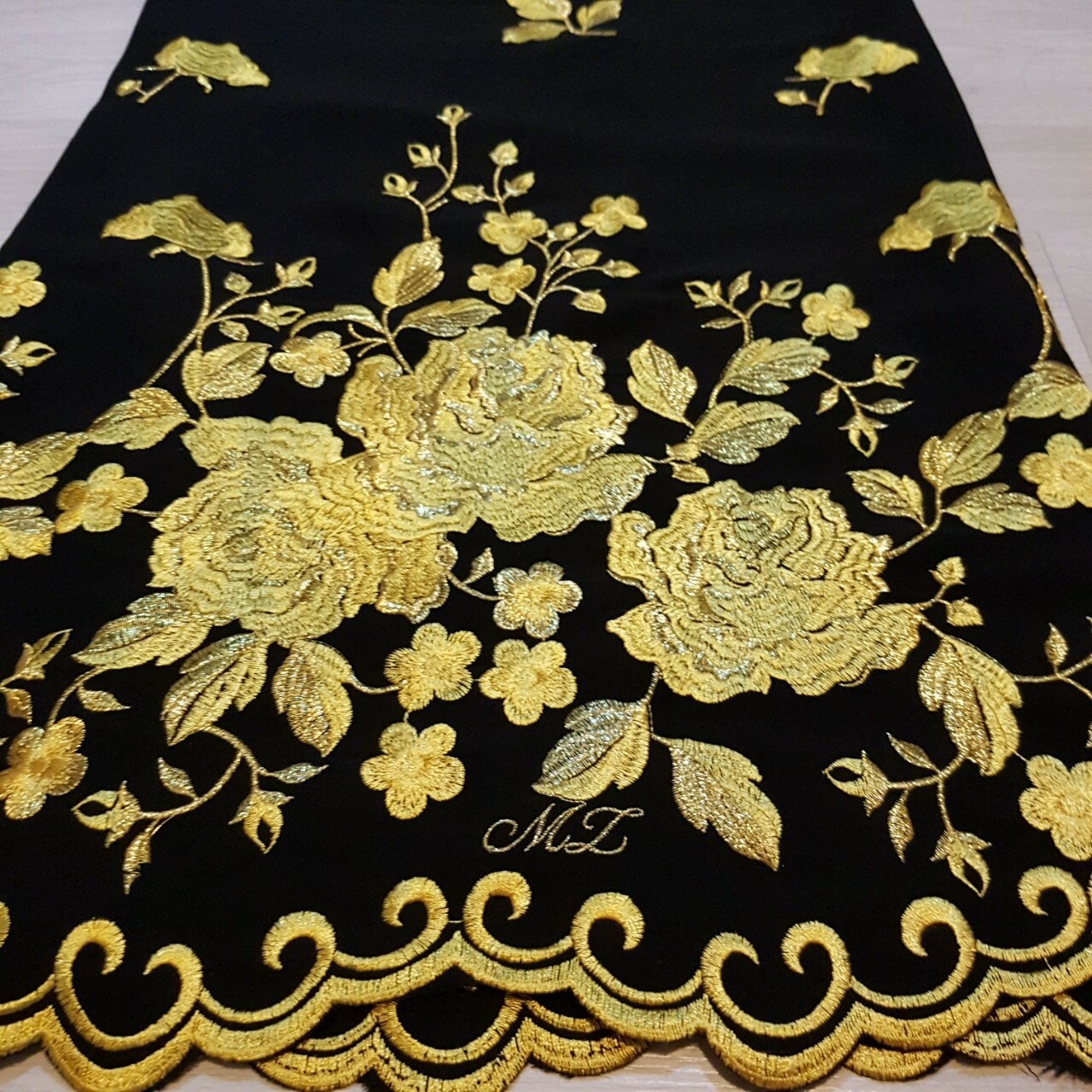 Embroider Sarong Handmade Fabric Dress Wedding Myanmar Home Decor Vintage