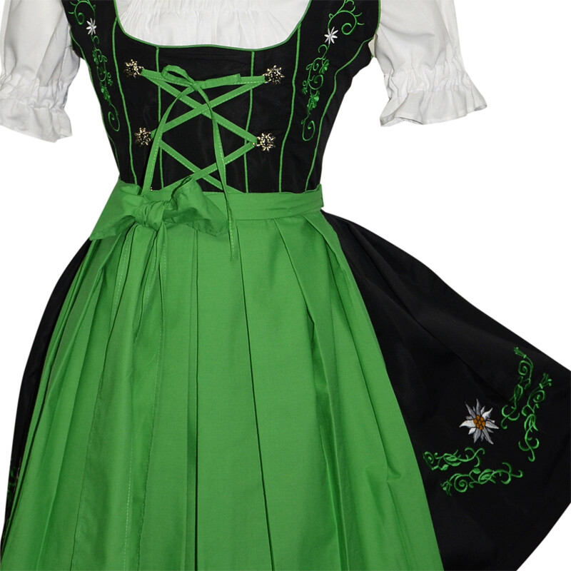 Sz 8 S German Dirndl Women Oktoberfest Dress Waitress Short Black Party Bavarian