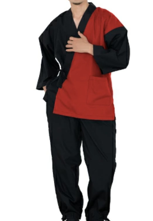 Japanese SAMUE Men’s Traditional Work Wear Kimono Set Black Red from JAPAN