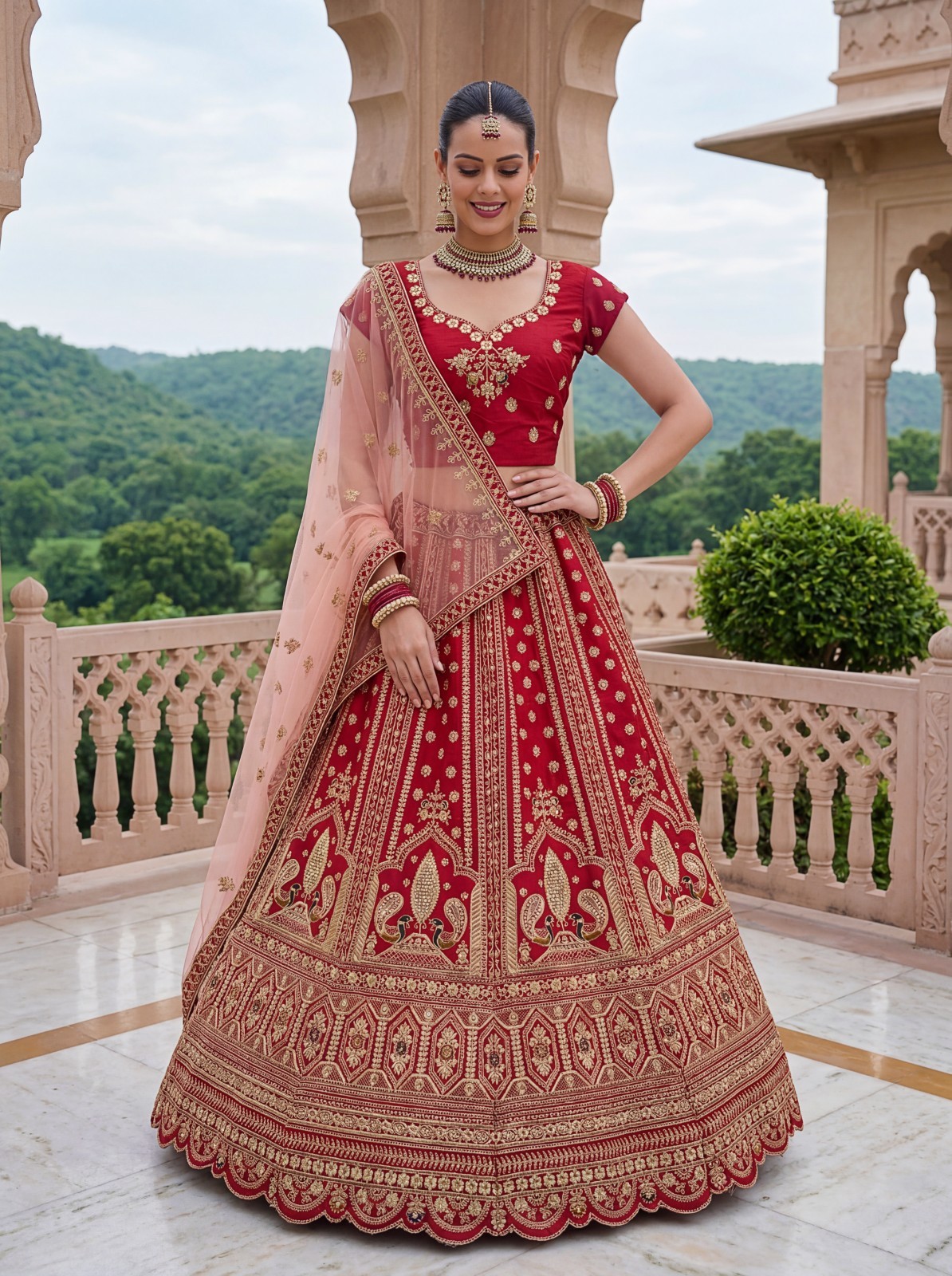 Women’s Silk Lehenga Choli Peacock Embroidery Wedding Party Festive Outfit