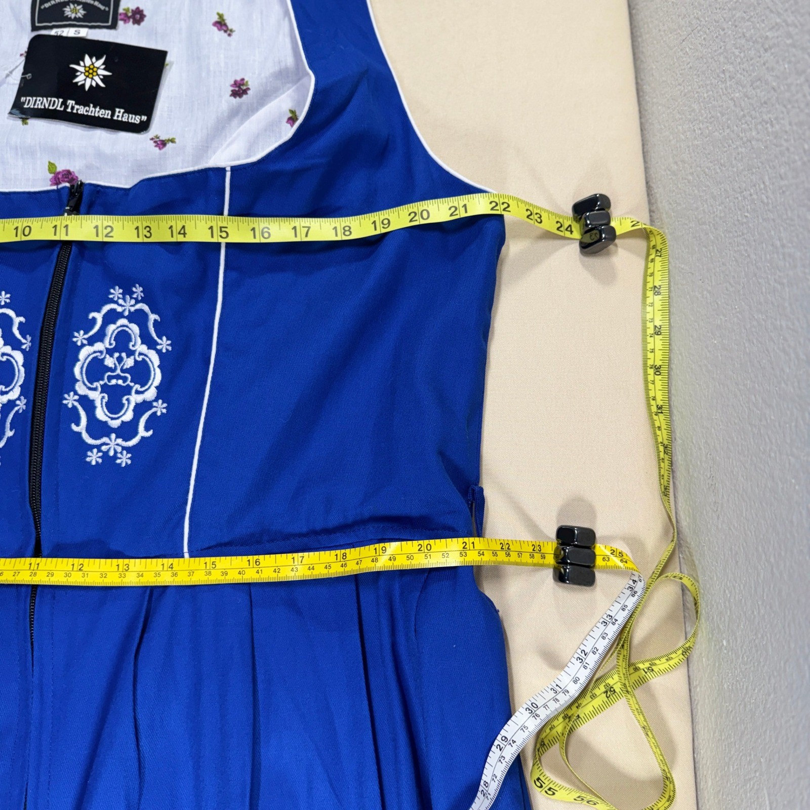 Dirndl Trachten Haus Blue Embroidered Bavarian Dress Size 52 22 Oktoberfest READ