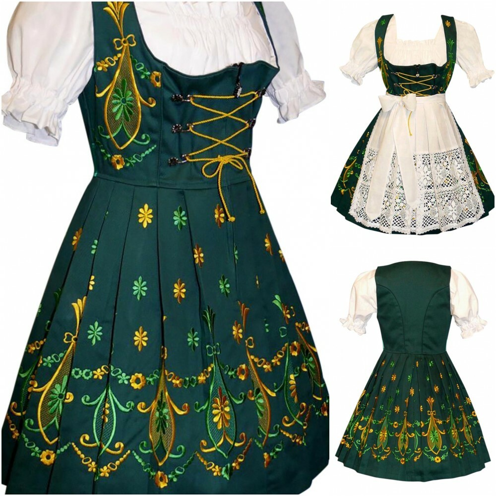 Sz 24 2XL German Dirndl Dress Short Waitress Oktoberfest Holiday Hostess Holiday