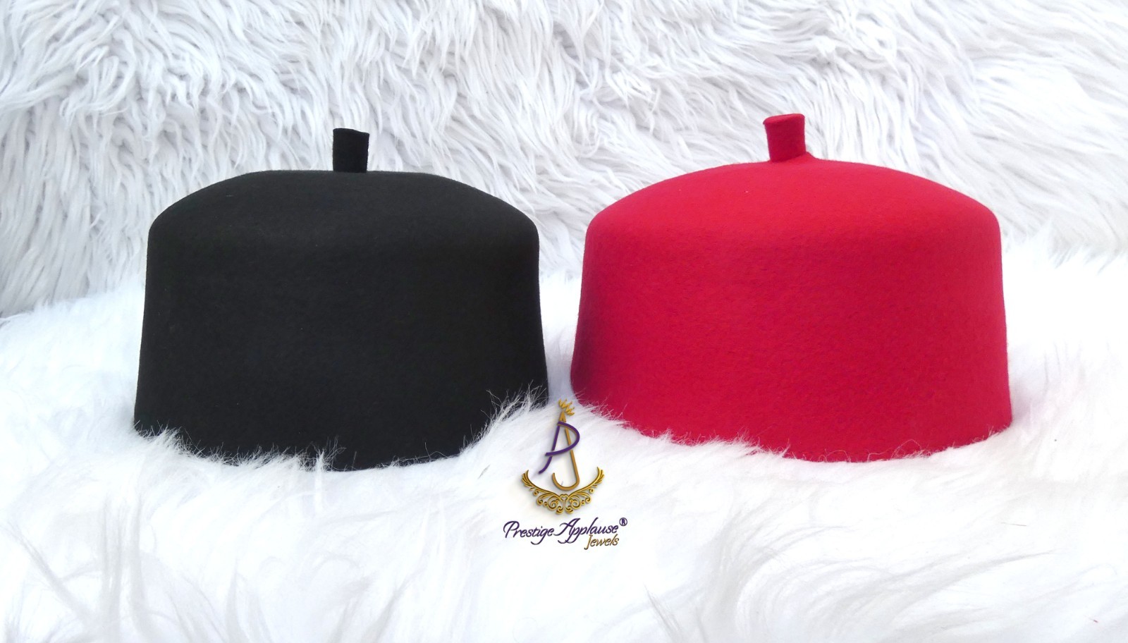 Black Red Chieftaincy Ozo African Traditional Cap | Igbo Hat Fez Style Wool Cap