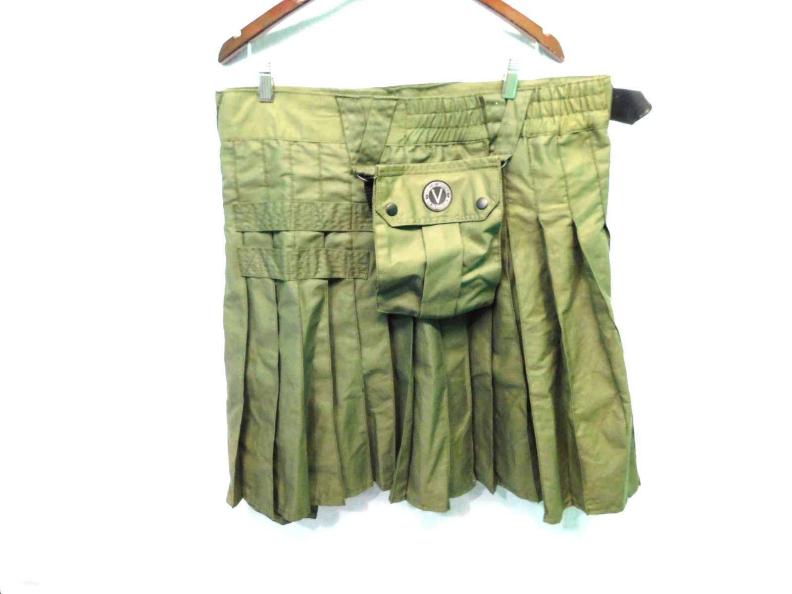 Verillas Mens Fatigue Green Kilt One Size Pleated Utility Pouch Pocket OS Adjust