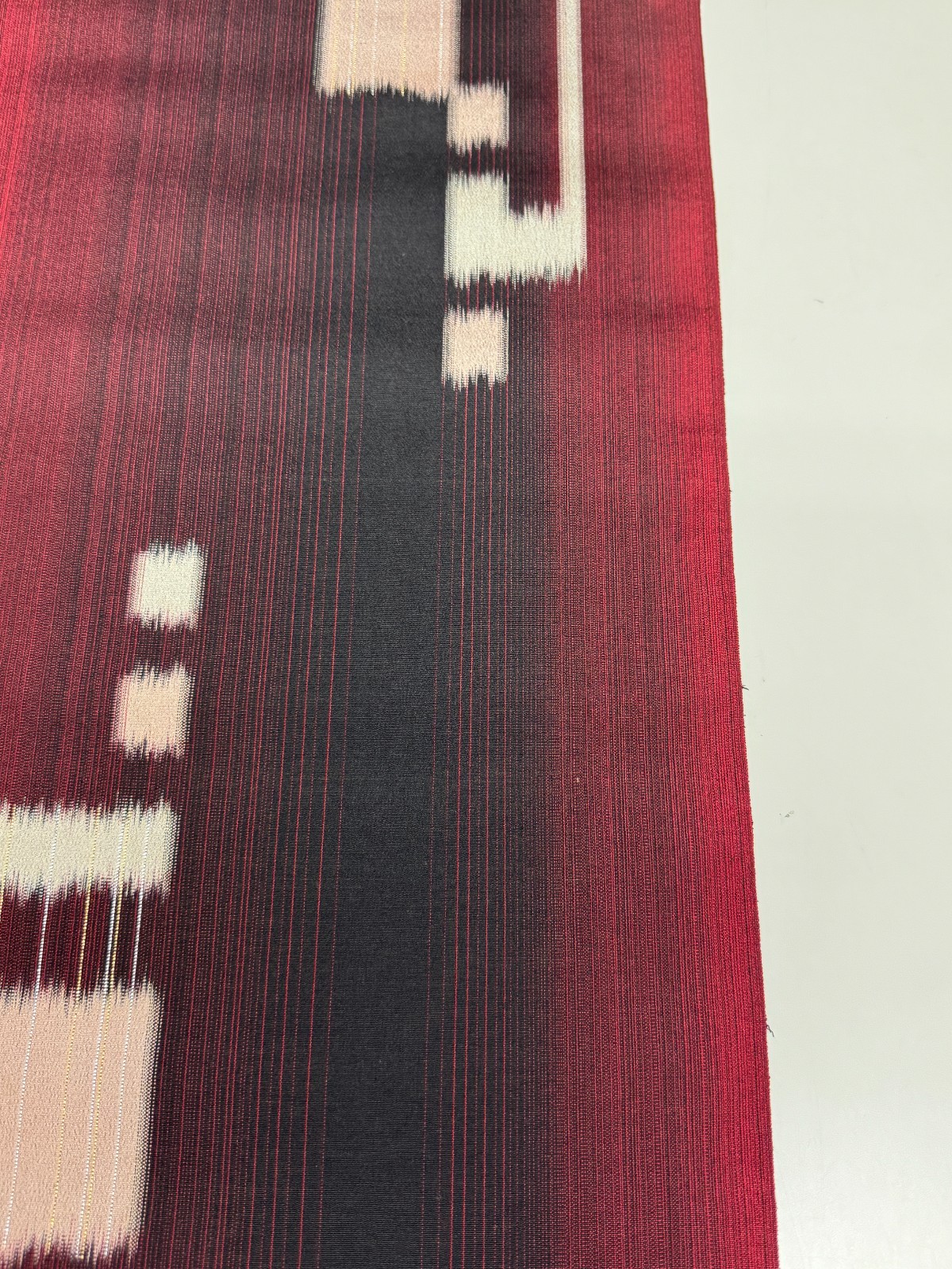 Japanese Vintage Kimono Fabric cloth Boro Silk Red tradition 35.4 x 13.7 in