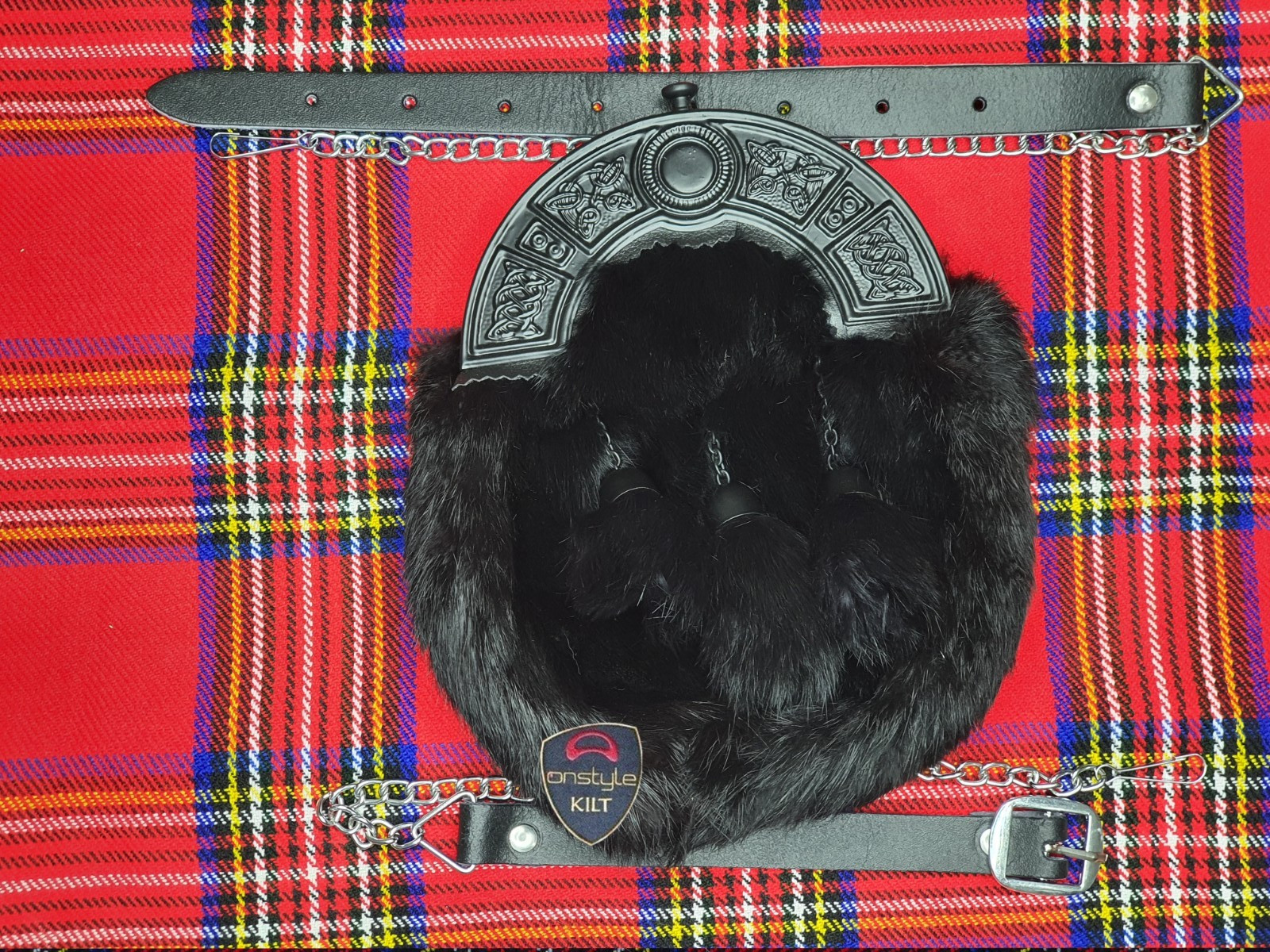 Premium White Rabbit Kilt Fur Sporran Chrome Cantle Finish Traditional Highland