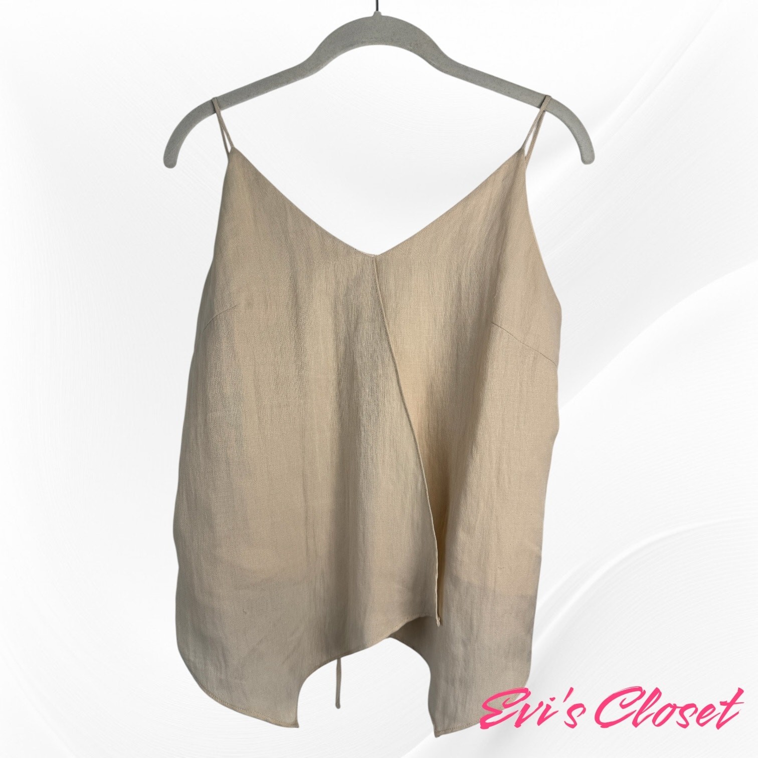 Six Crisp Days Cream Tie-Back Cami Slip Top Size M Lightweight Fabric Cream
