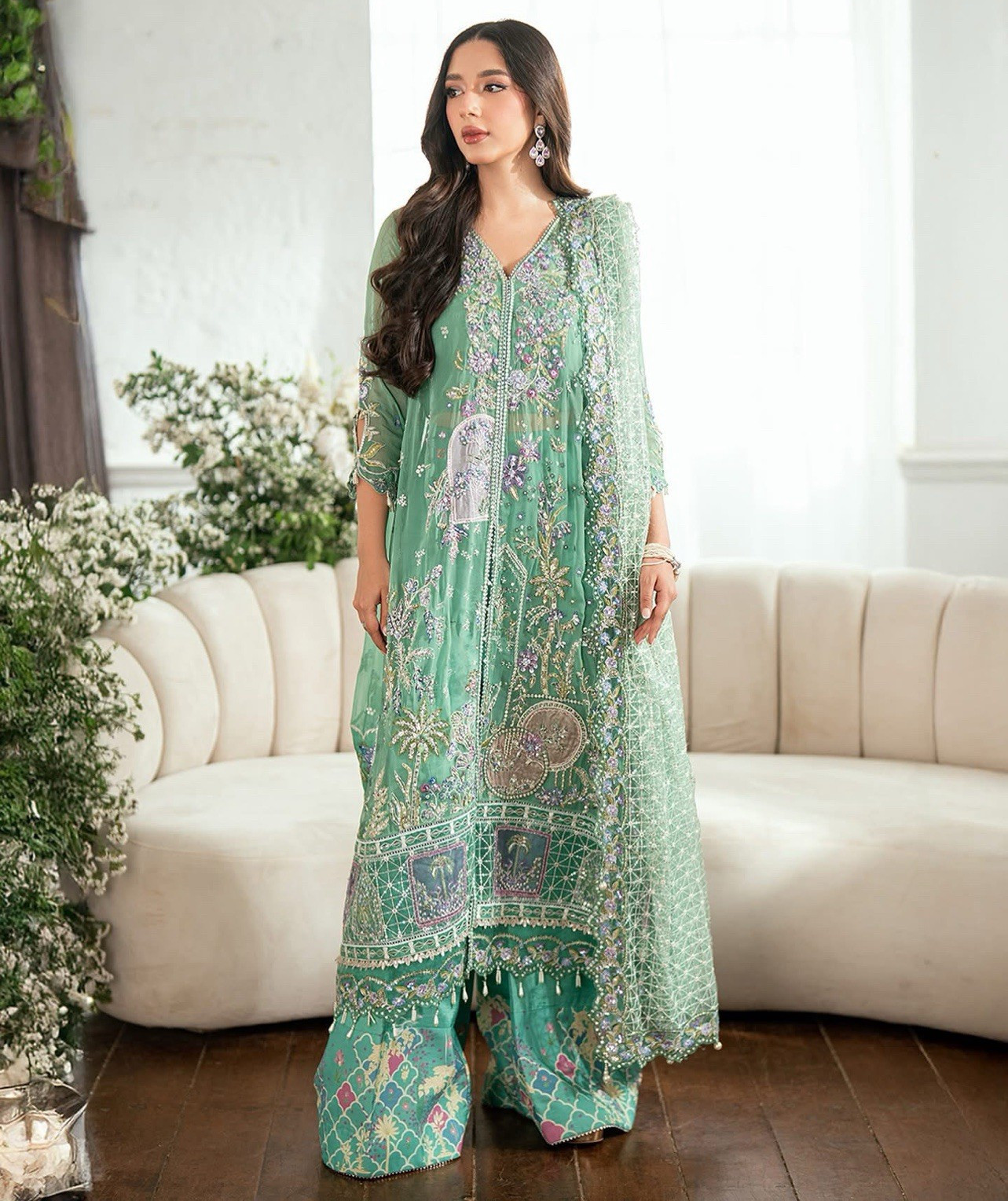 Mushq brand chiffon formal wedding/party wear outfit