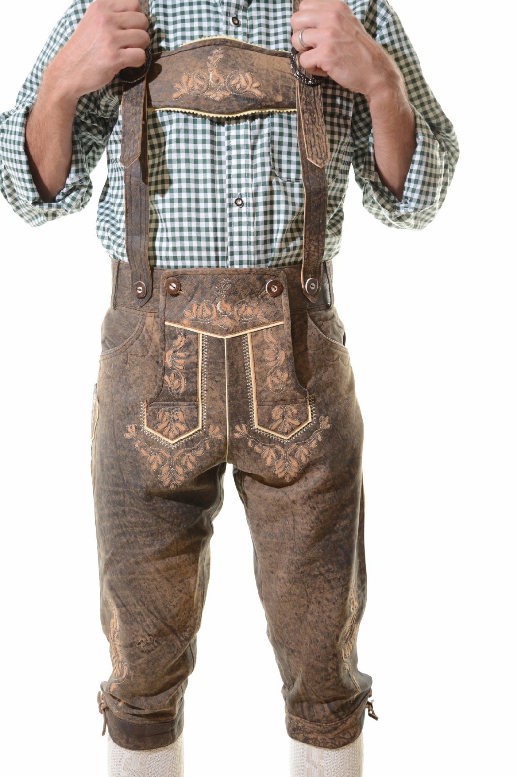 Bavarian Oktoberfest Lederhosen Antique Lamb Leather Tracht Bundhosen #HMBRG