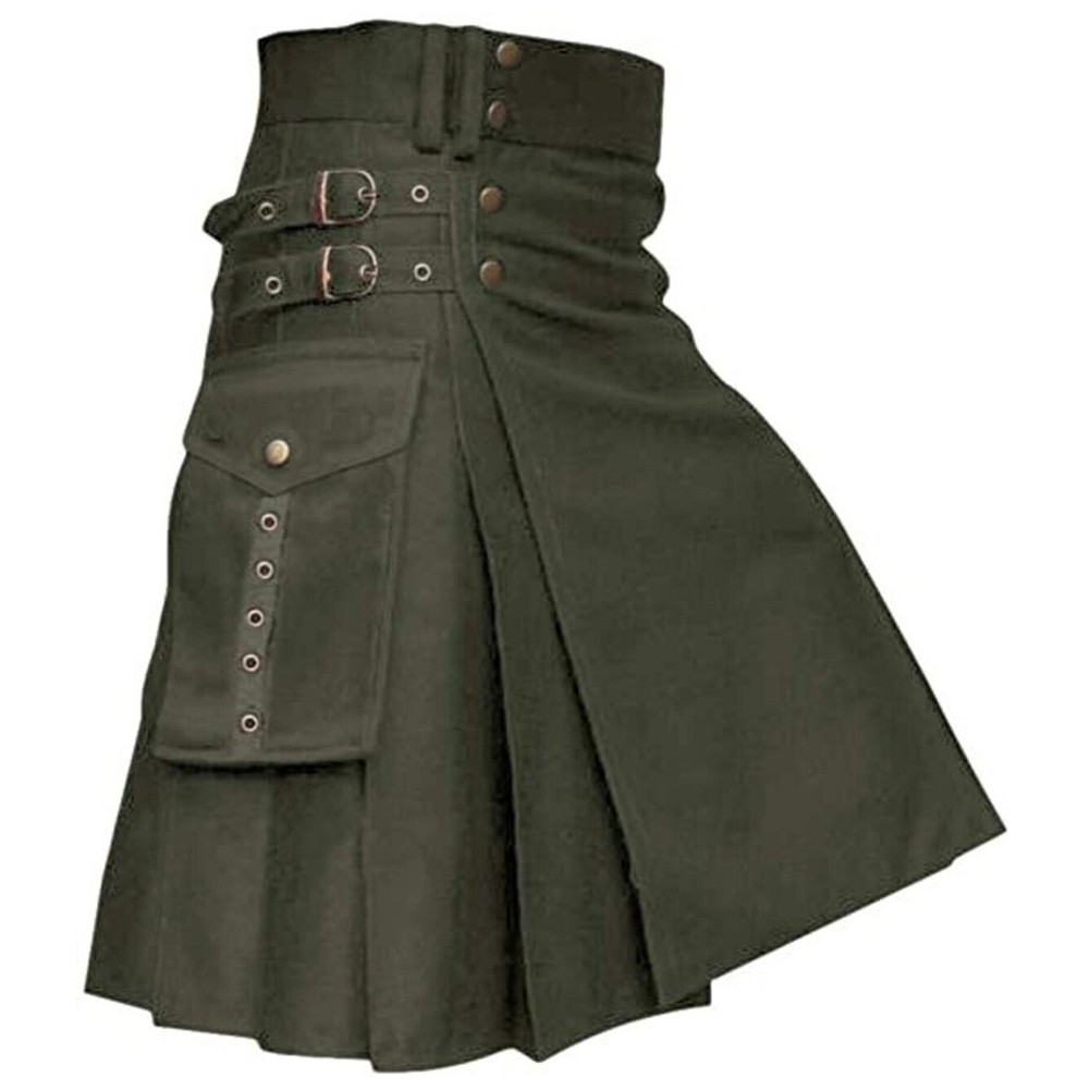 for traditional Men Scottish Festival Kilt Solid Color Dress Skirt