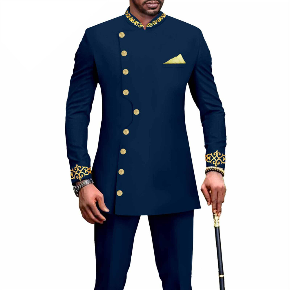 Men’s 2 Piece Set Traditional Shirt and Pants African Set Suit Middle East Suit