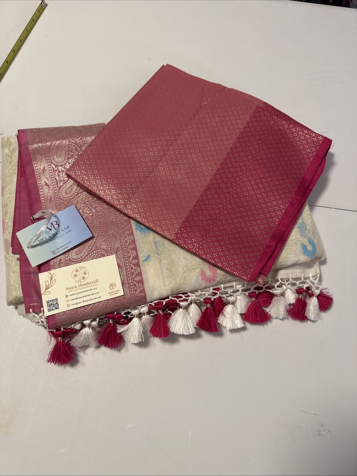 Fine cotton silk Banarasi saree with multiolor meenakari weaving