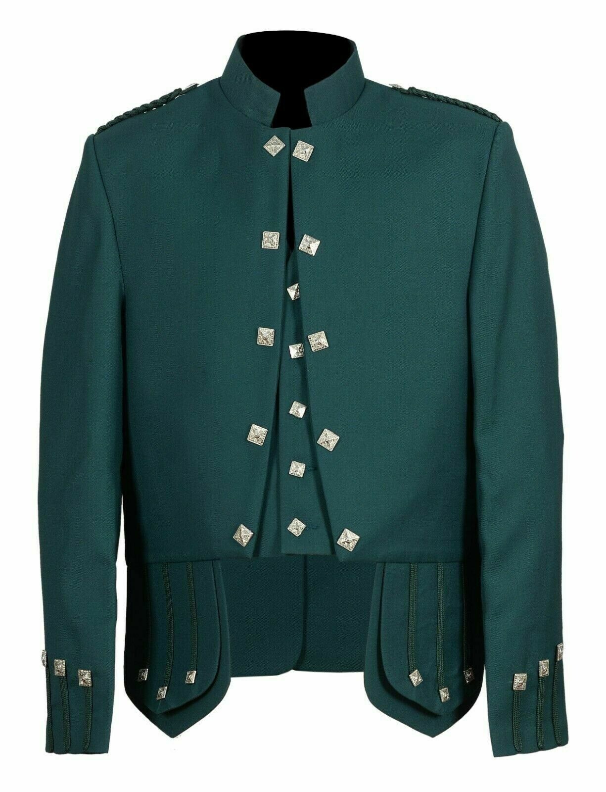 Mens Green Sheriffmuir Doublet Kilt Jacket Military Piper Drummer Doublet Jacket