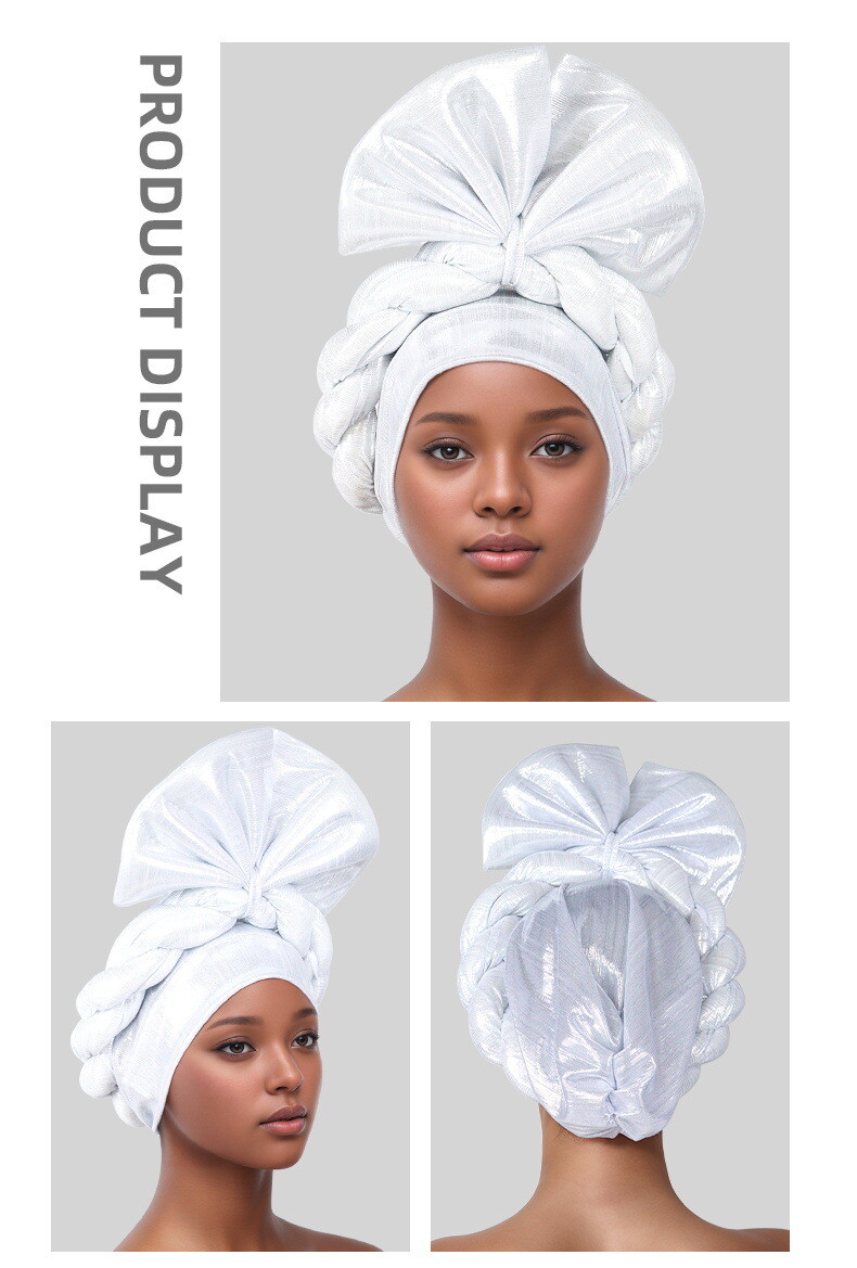 Auto Gele Headtie Head Cover Caps Women Bowknot Head Wrap Wedding Caps Headwear