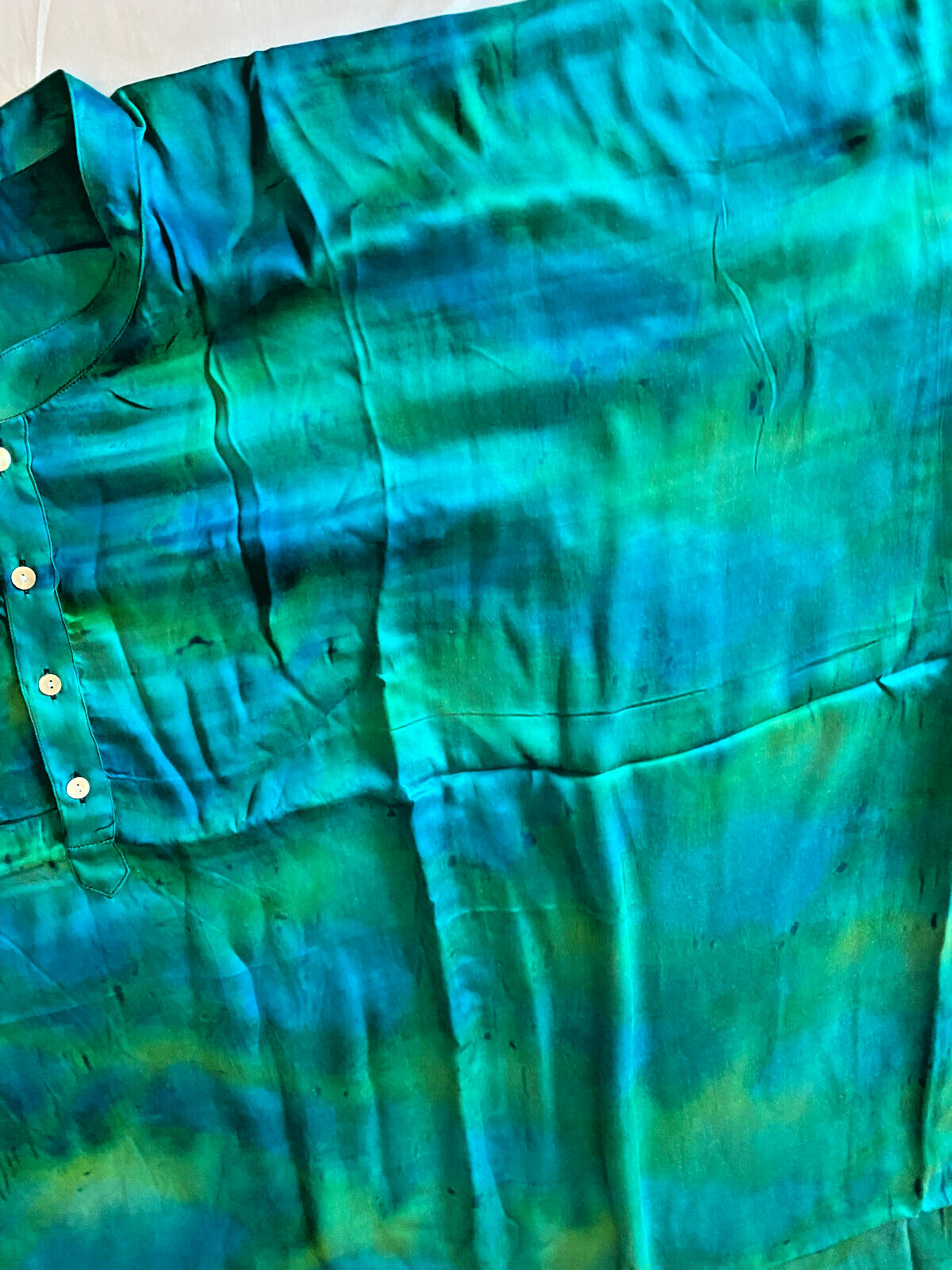 Kaftan Tie Dye Green Blue Green Women’s Men’s Unisex New Silk Light Weight NEW