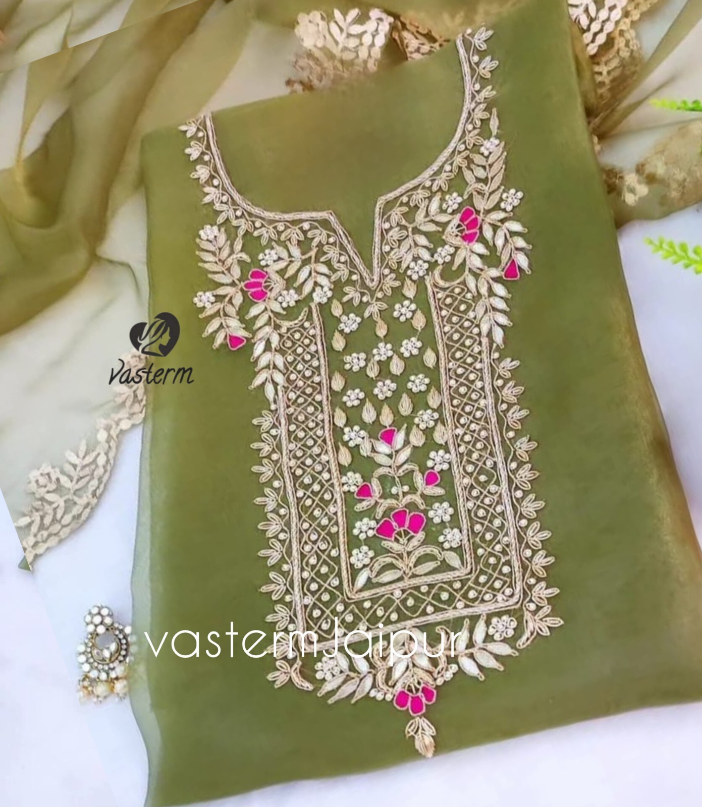 Mehndi Salwar Kameez Gotta Patti Zardozi Work Indian Wedding Suit Festival Dress