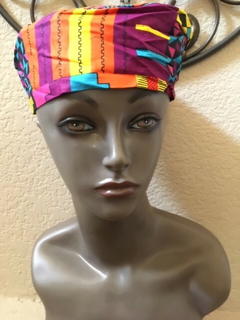 Kufi Multi-Color Cotton Hat Designs w/elastic back. 18 -20″ Circumference.