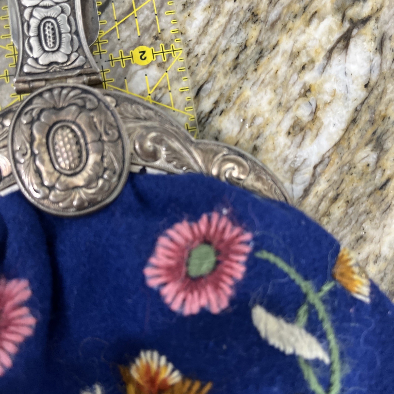 AUTHENTIC BUNAD Access. Blue Wool Embroidered Norwegian Hat & Purse NYSOLV 60GR