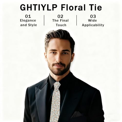 Floral Ties for Men Satin Mens Tie Flower Printed Neck Tie Wedding Orange,blue