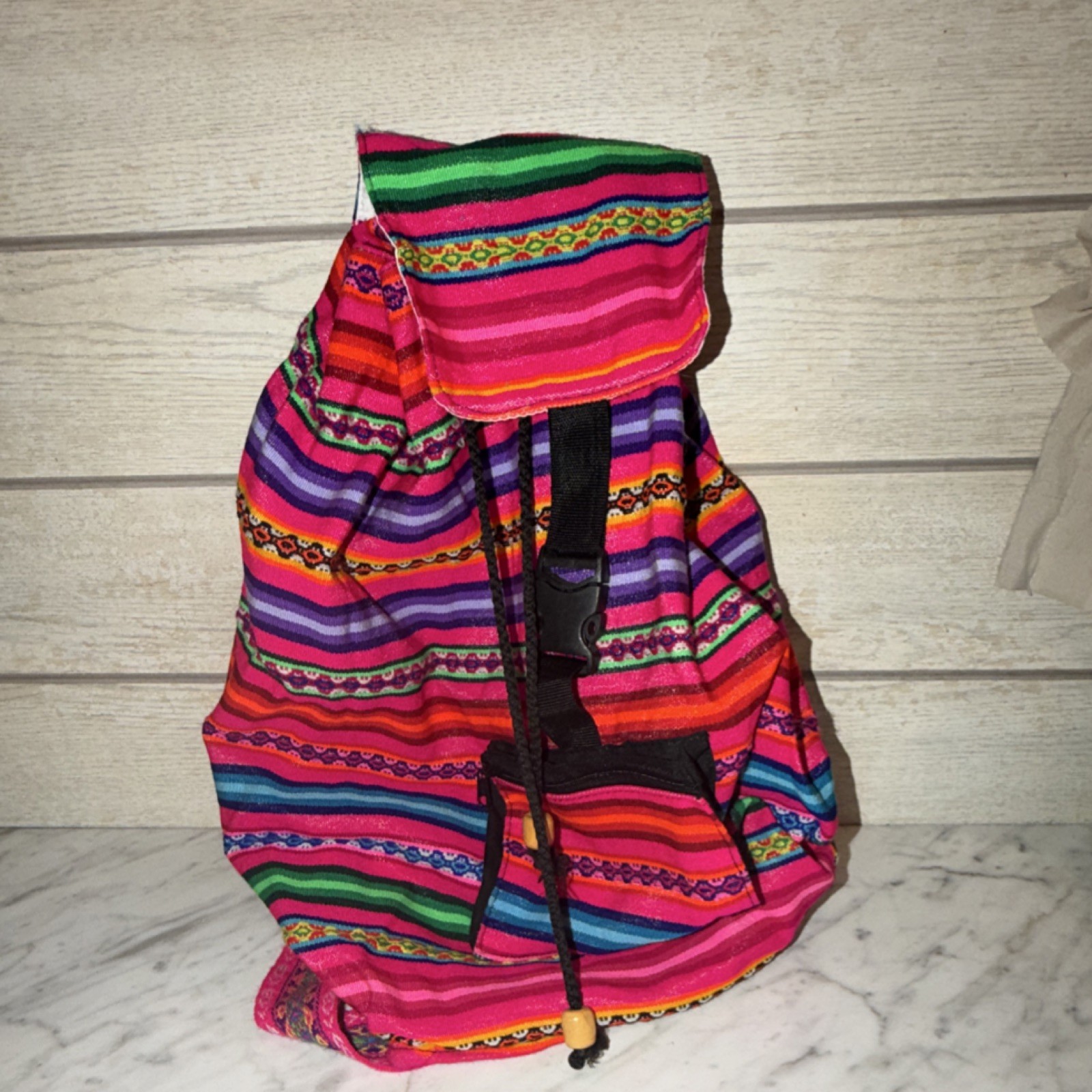 Colorful Latin American Patterned Cotton Backpack Multi-Color Unisex Adult