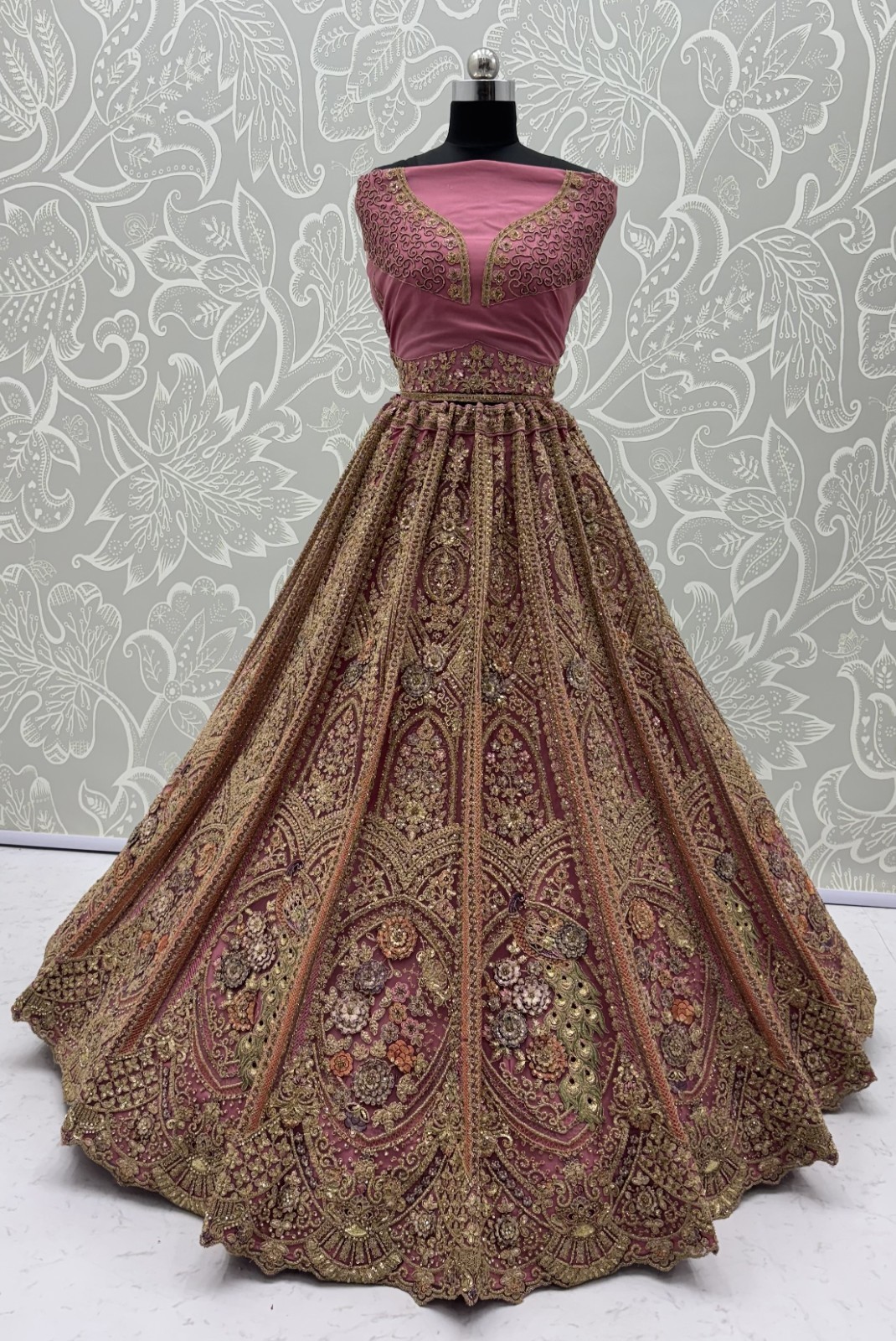 Bridal Net Lehenga Choli Peacock Zari Sequins Embroidery Party Wear Dress