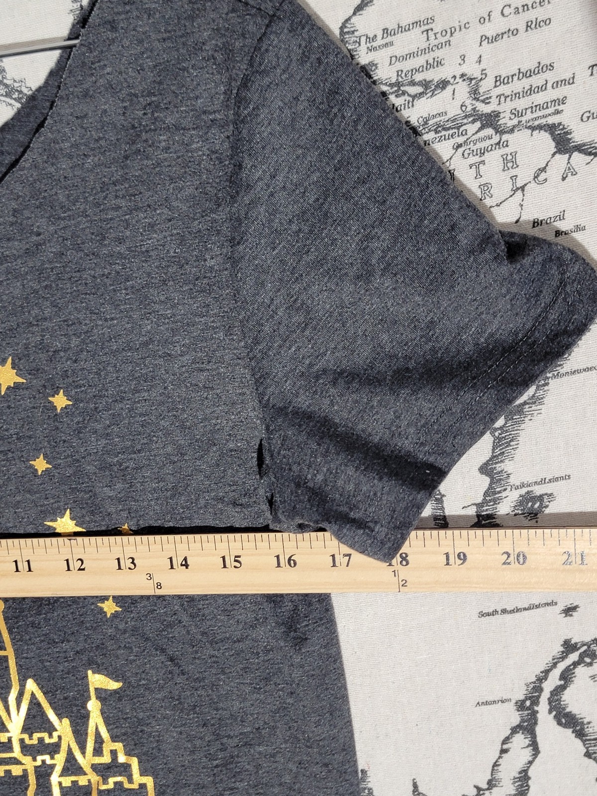 Disney Fairy Castle T-Shirt Women’s Gold Foil Print Short Sleeve Top