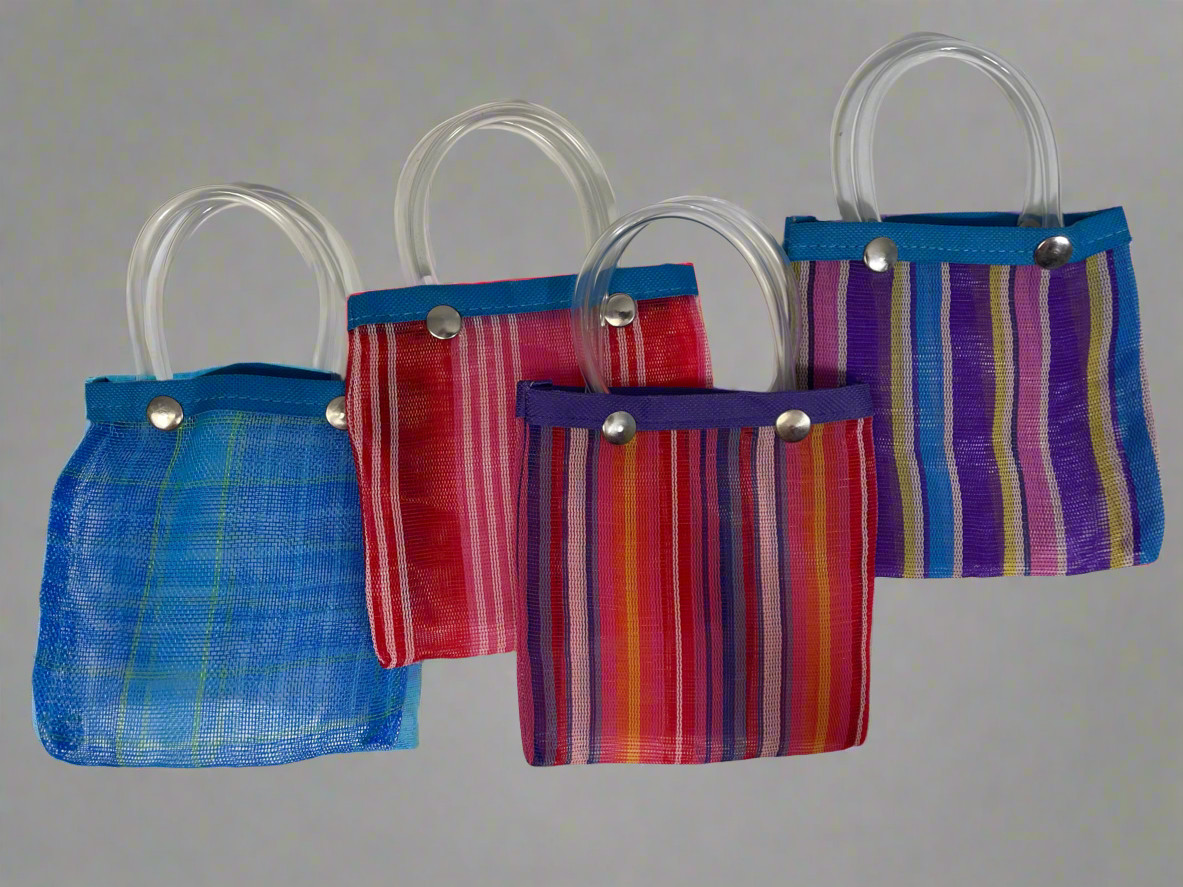 Set of 4 Mini Mexican Market Bags 5×4.5”
