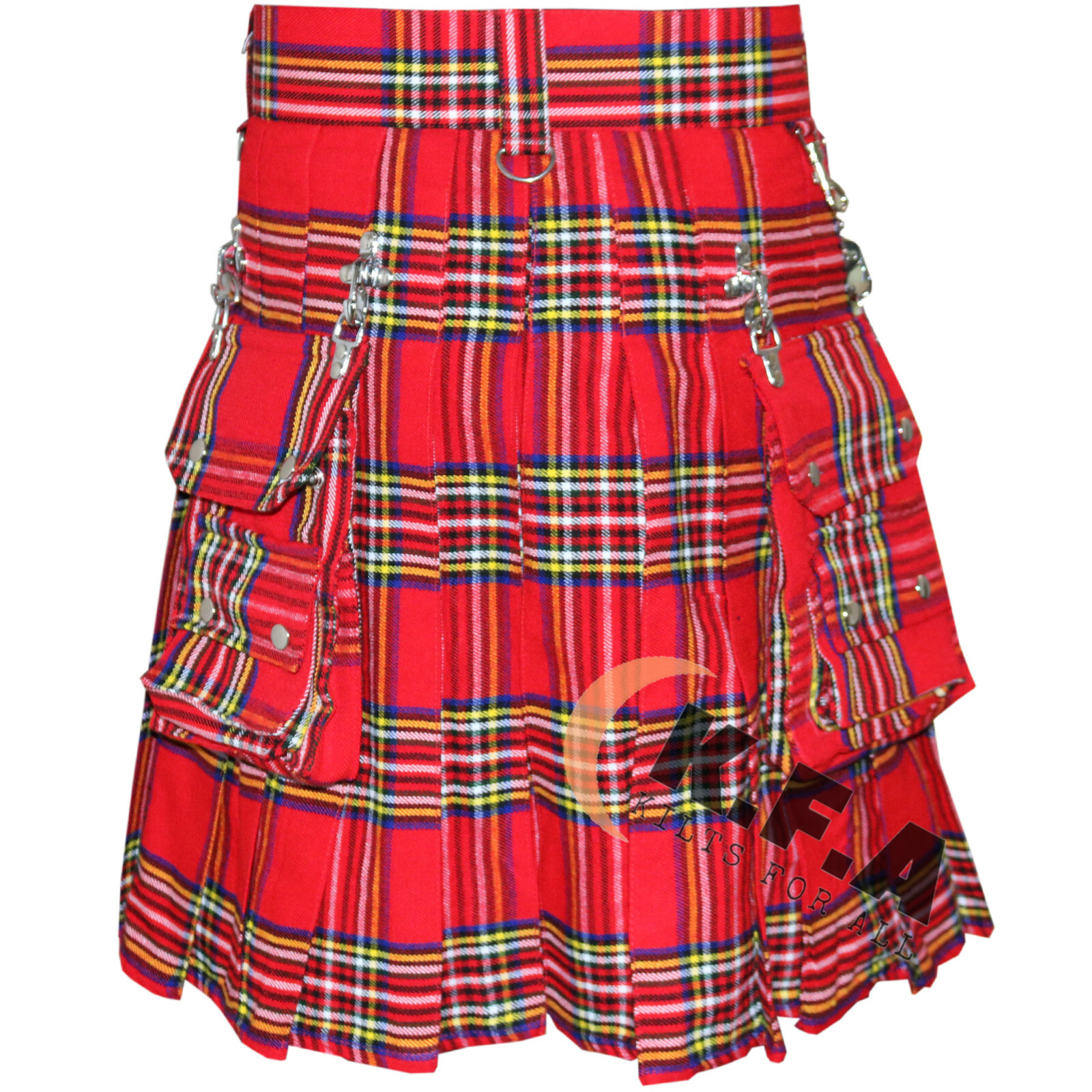Royal Stewart Stud Utility Kilt With Detachable Pockets & Chain (US Seller)